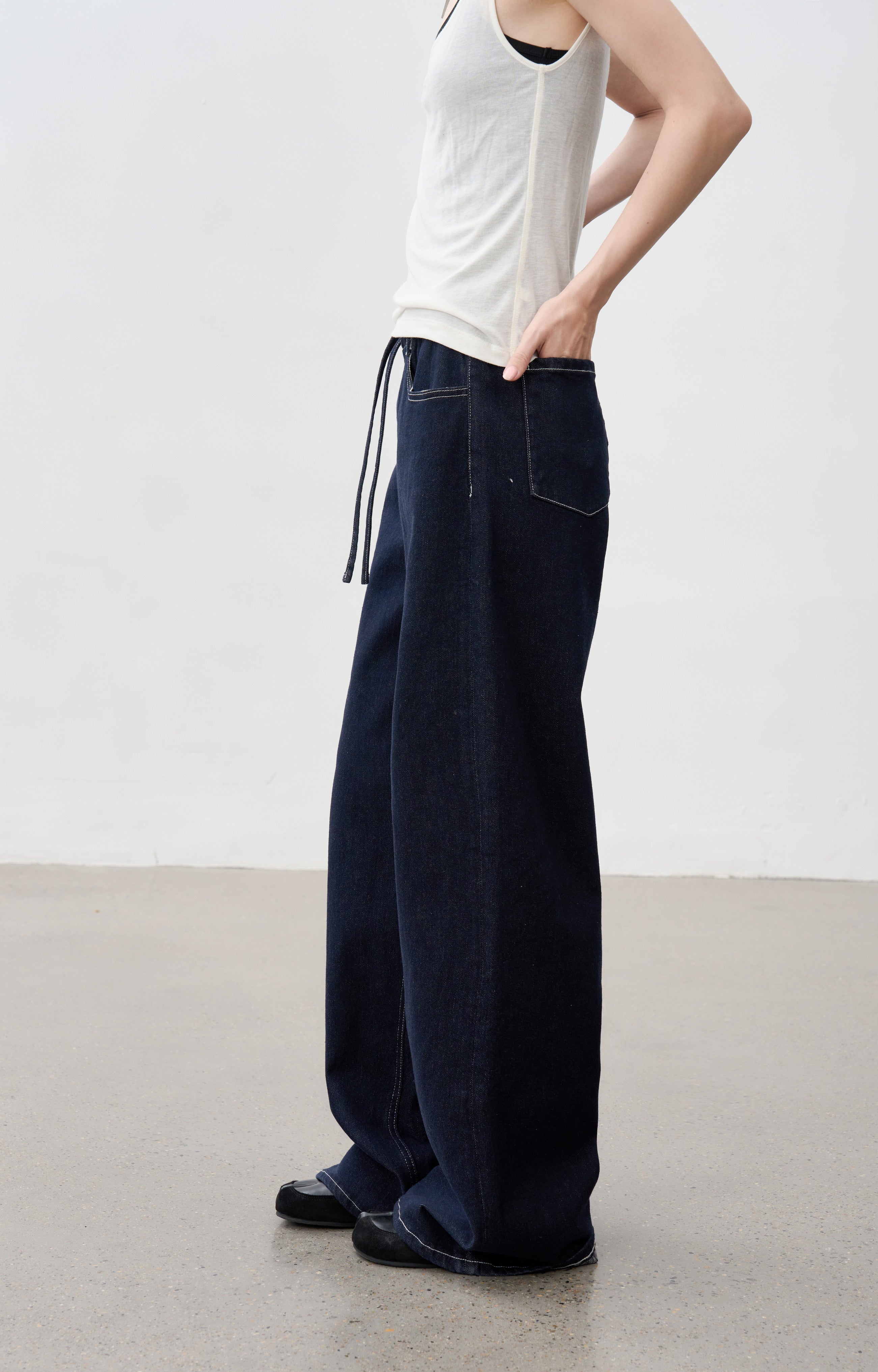 CONTRAST STITCH WIDE JEANS / コントラストステッチワイドジーンズ