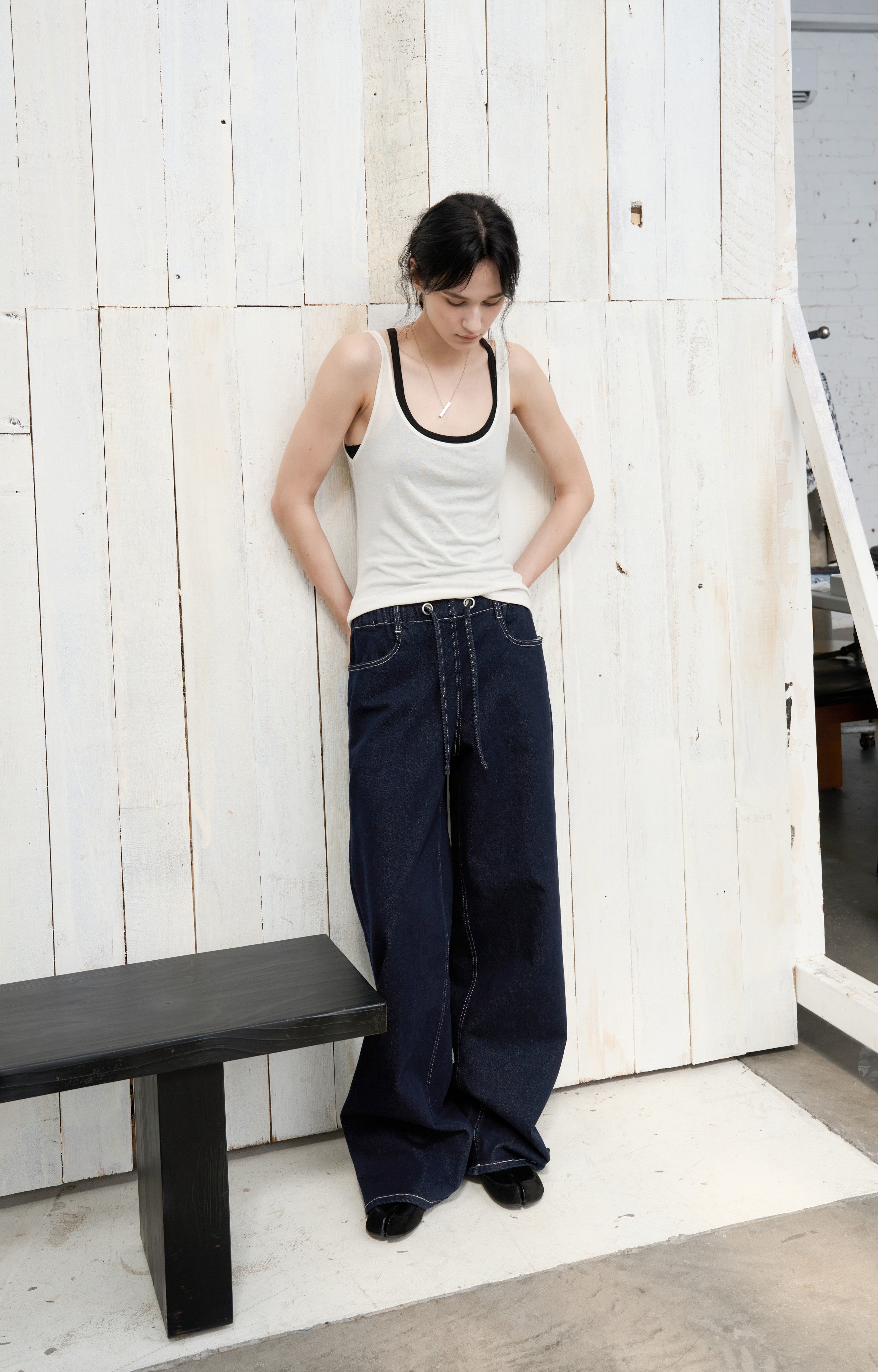 CONTRAST STITCH WIDE JEANS / コントラストステッチワイドジーンズ