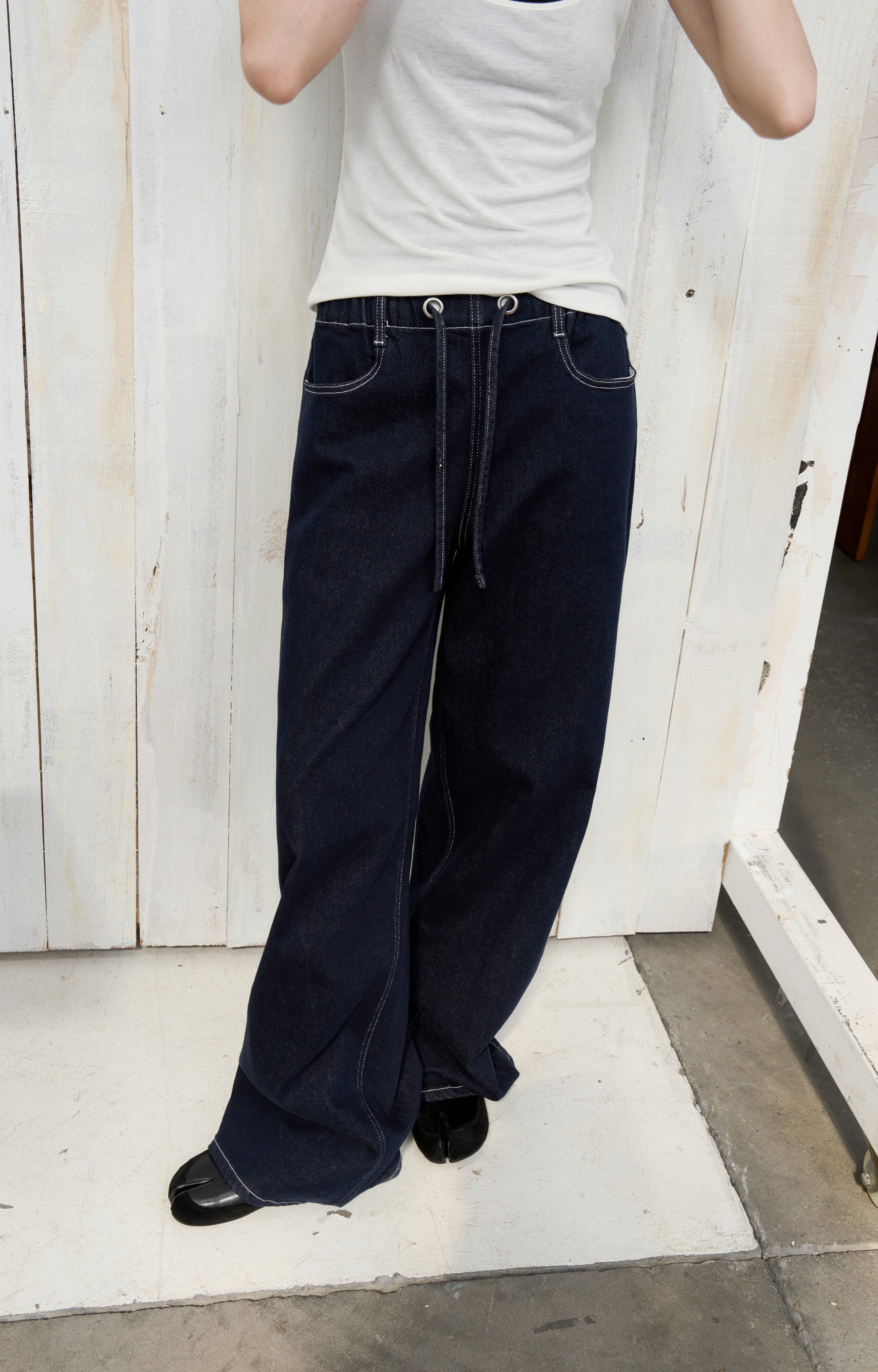 CONTRAST STITCH WIDE JEANS / コントラストステッチワイドジーンズ