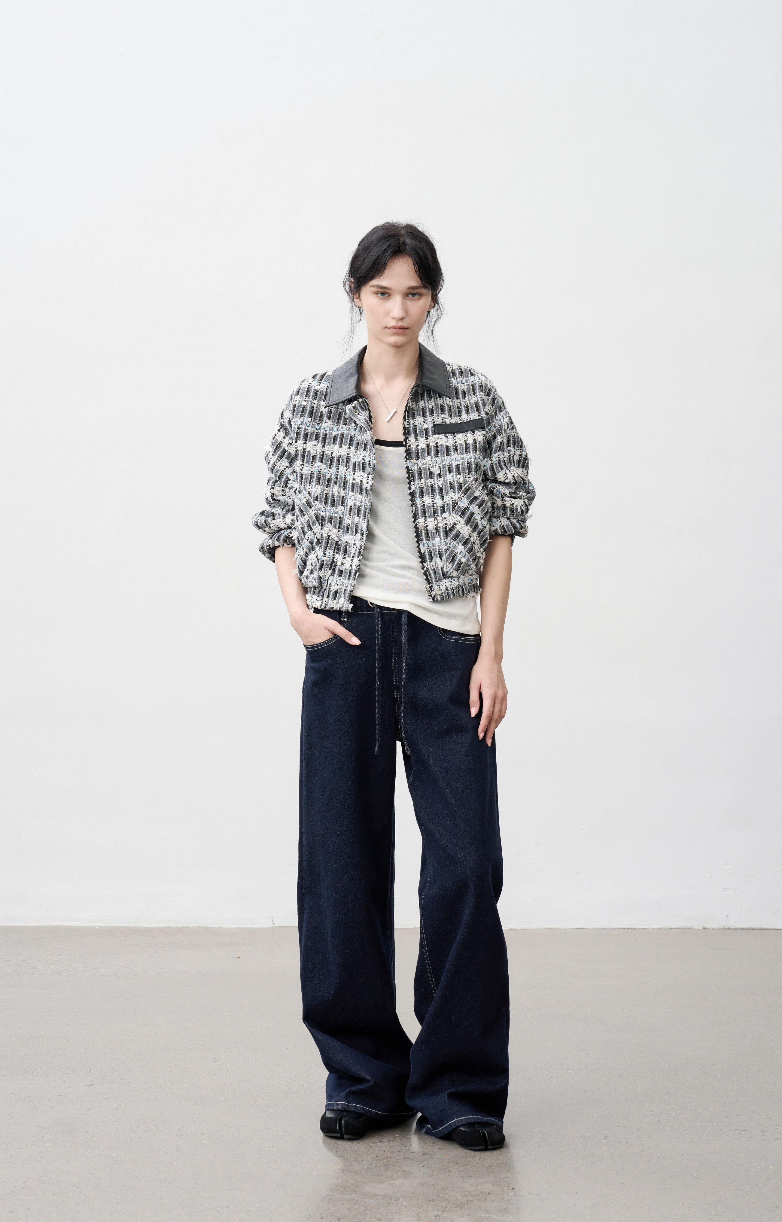 CONTRAST STITCH WIDE JEANS / 콘트라스트 스티치 와이드 청바지