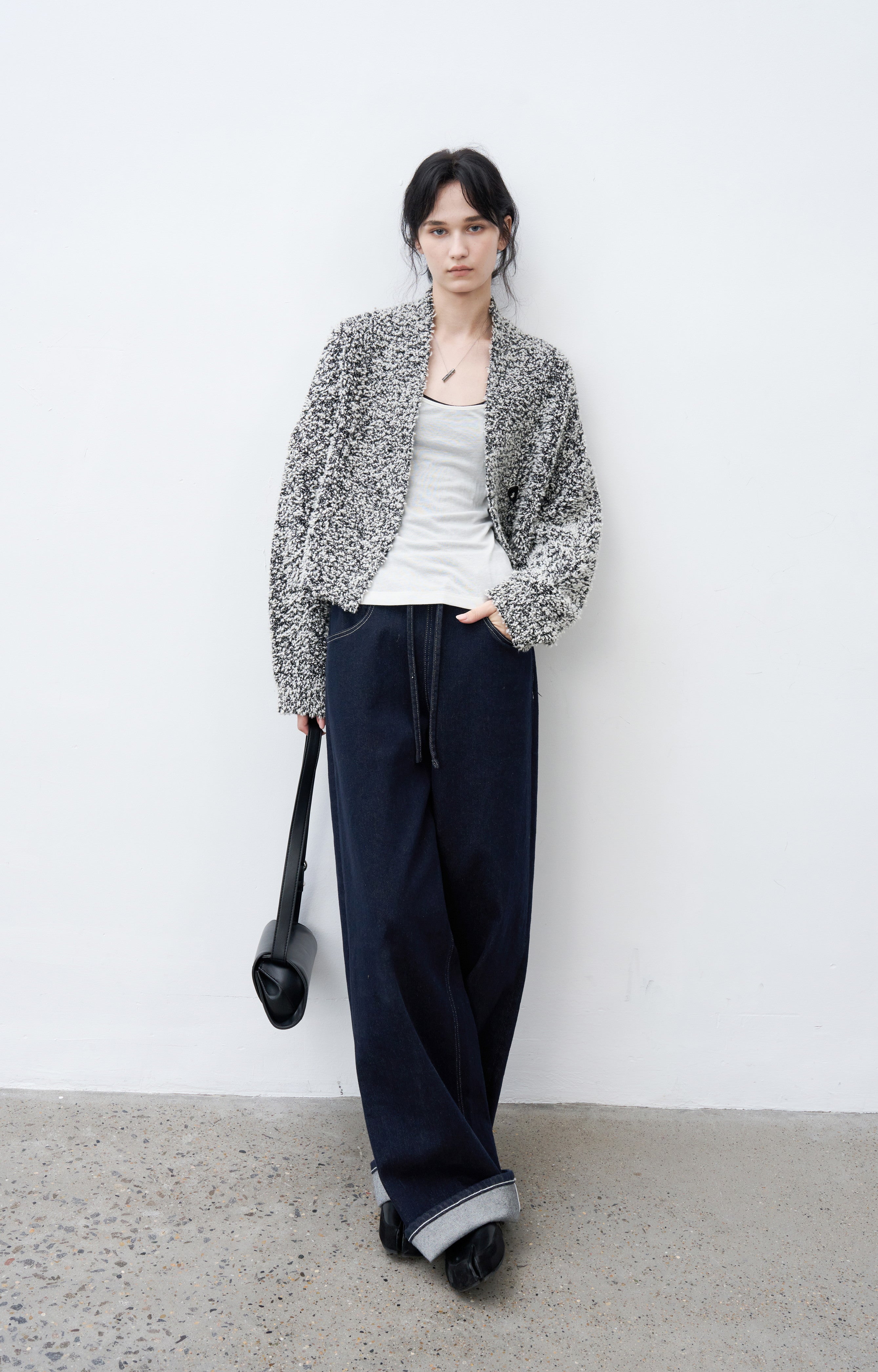 CONTRAST STITCH WIDE JEANS