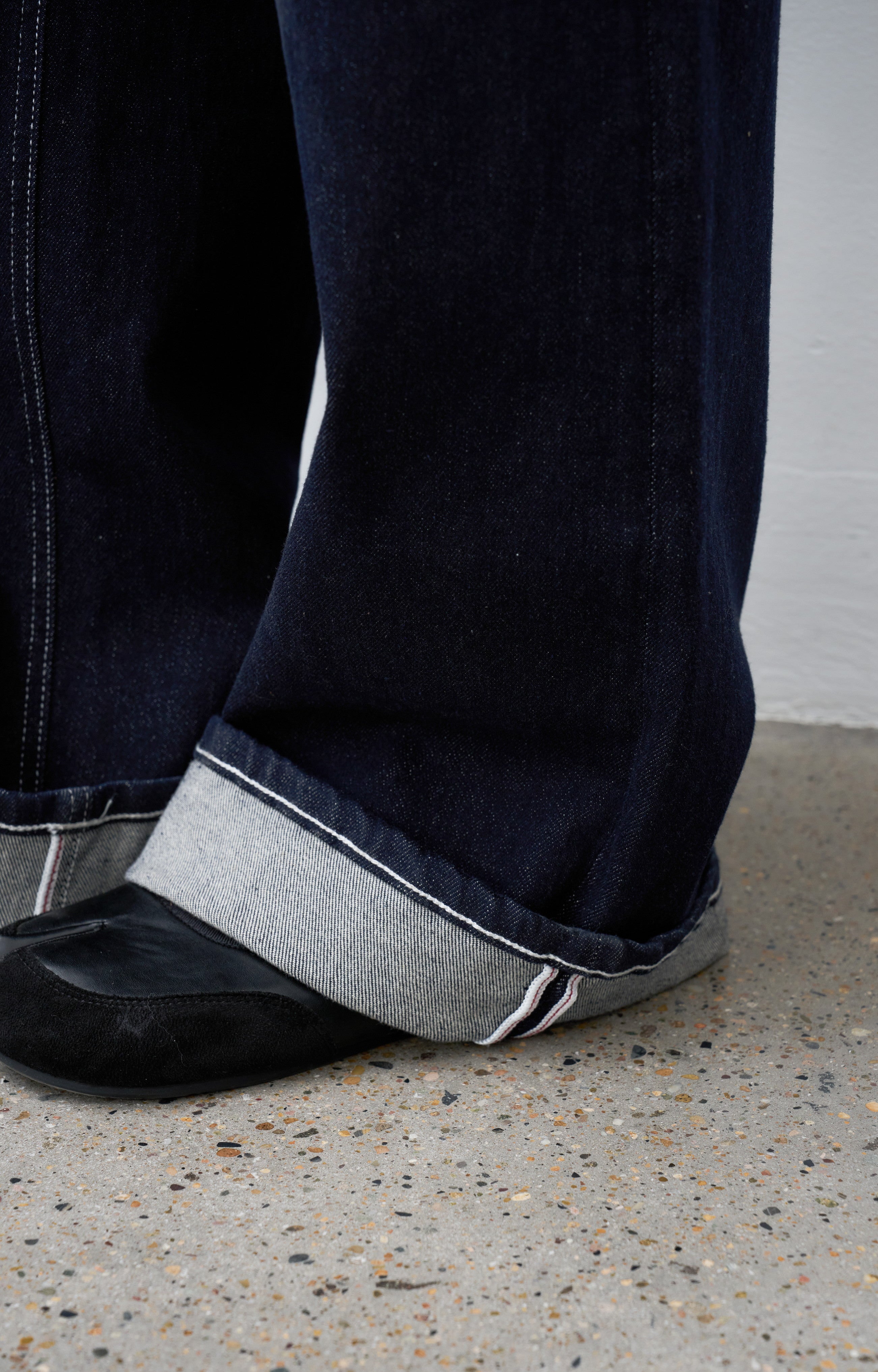 CONTRAST STITCH WIDE JEANS