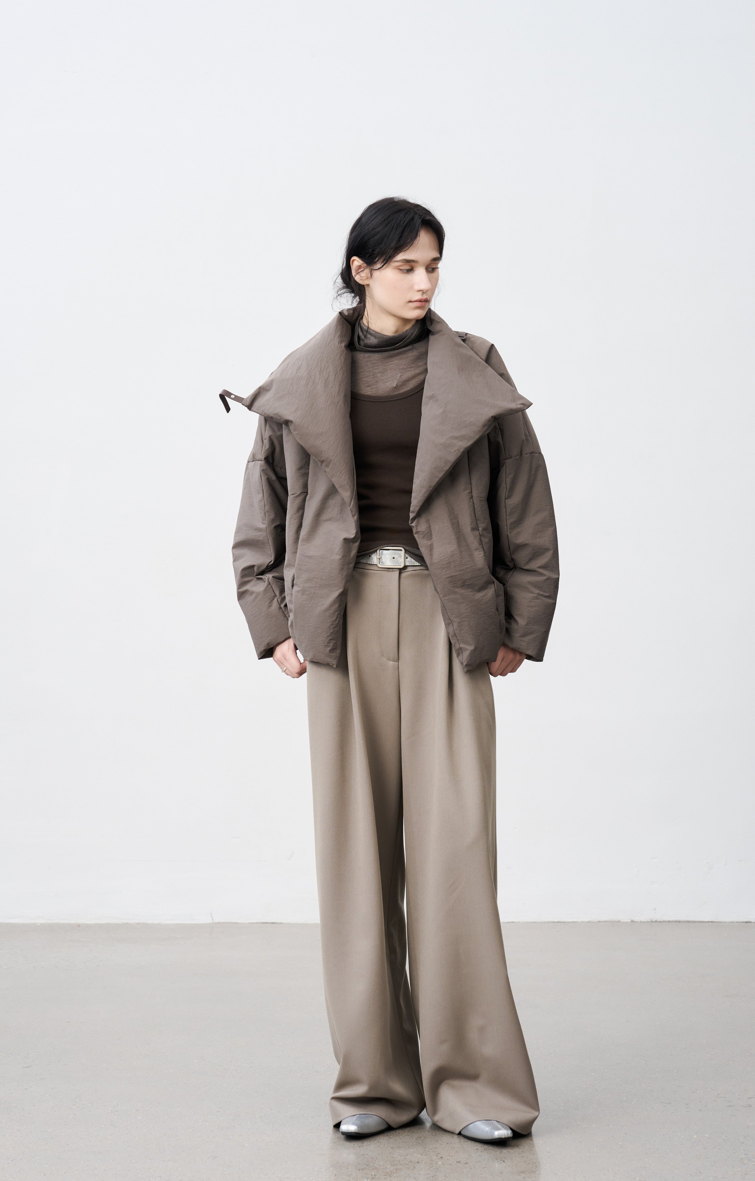 WRAP LAPEL ROUND DOWN / ラップラペルラウンドダウン