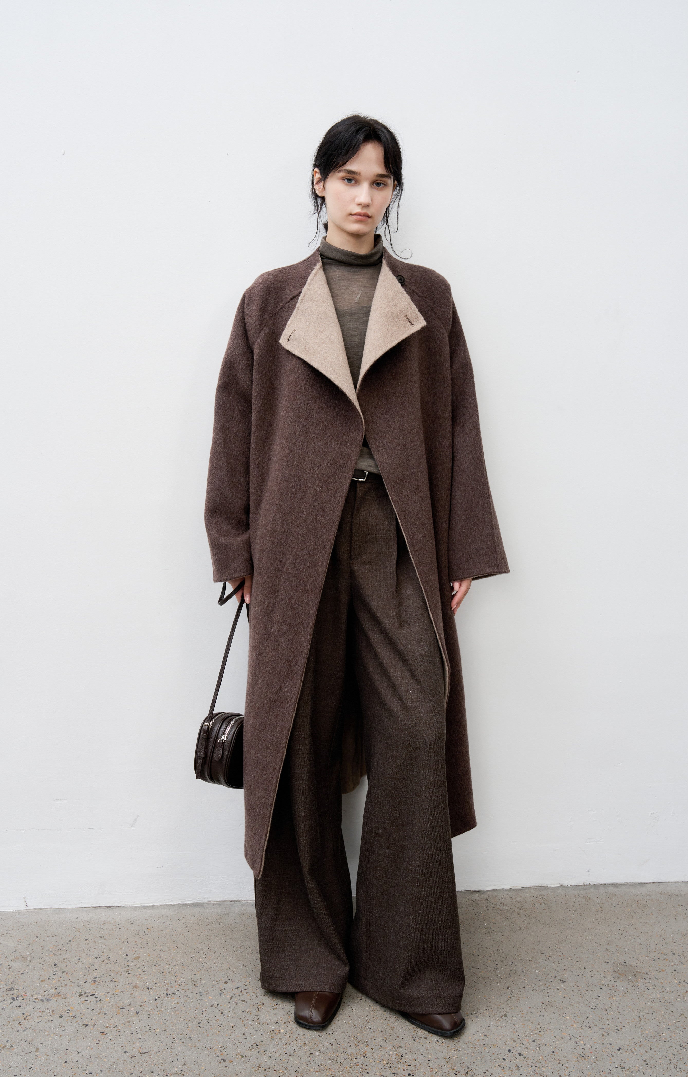 WRAP LAPEL WOOL COAT / ラップラペルウールコート