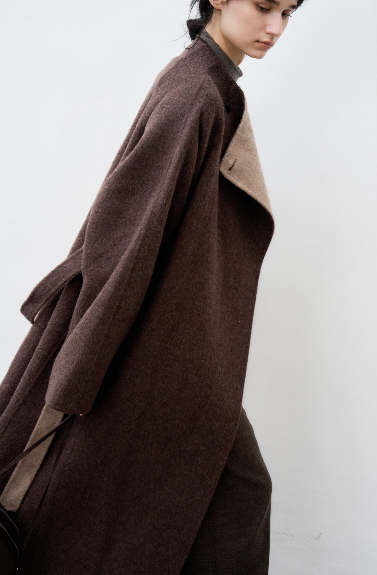 WRAP LAPEL WOOL100% COAT