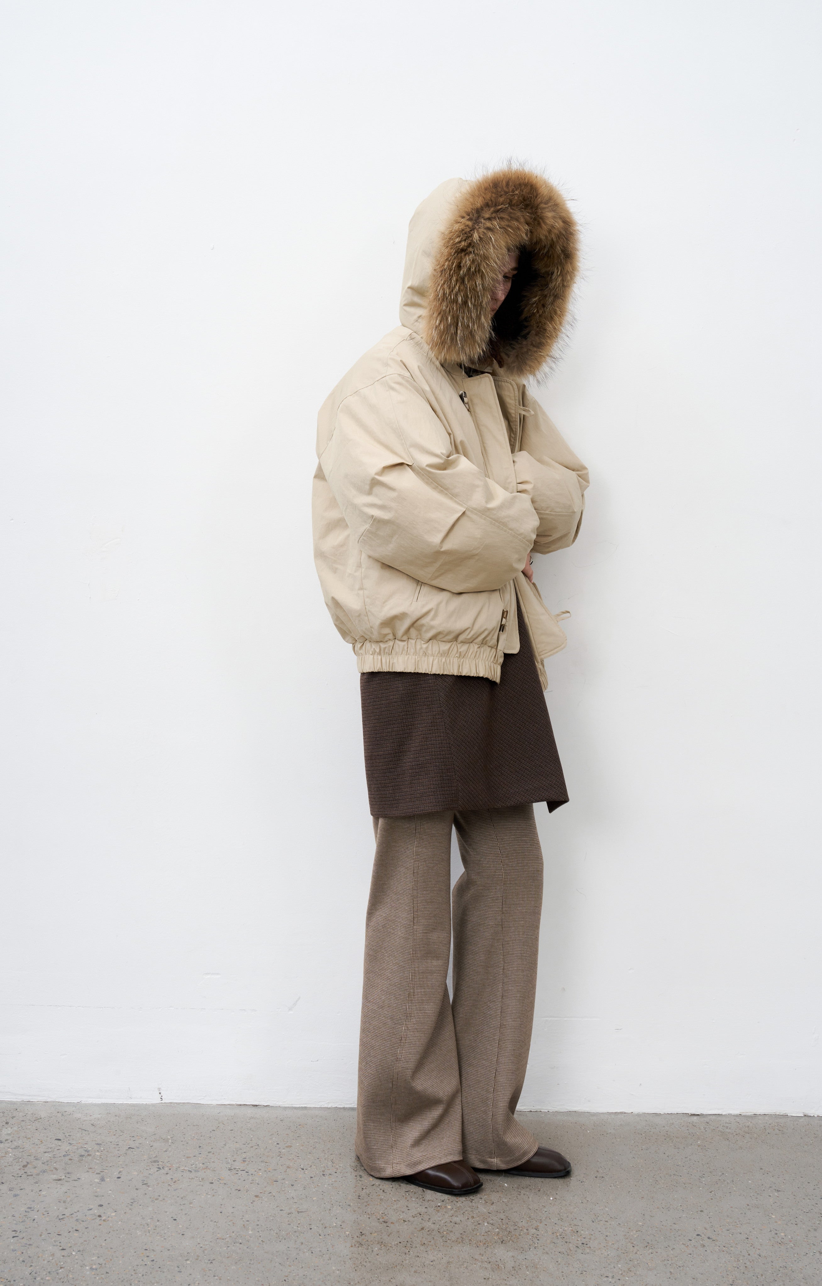 HOUNDSTOOTH FLARE PANTS / Houndstooth pattern flare pants