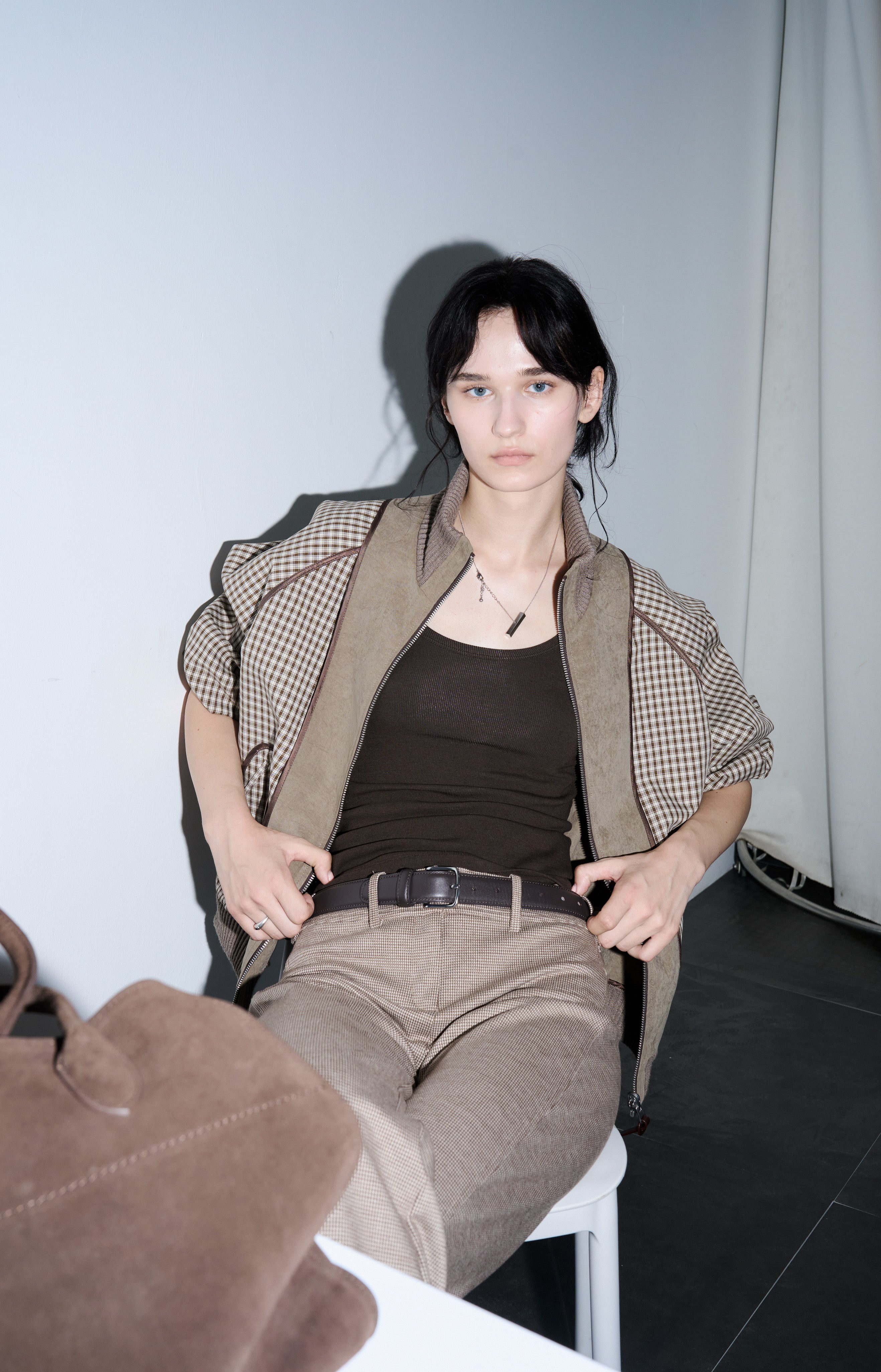 REVERSE PLAID DESIGN JACKET / 리버스 체크 디자인 재킷
