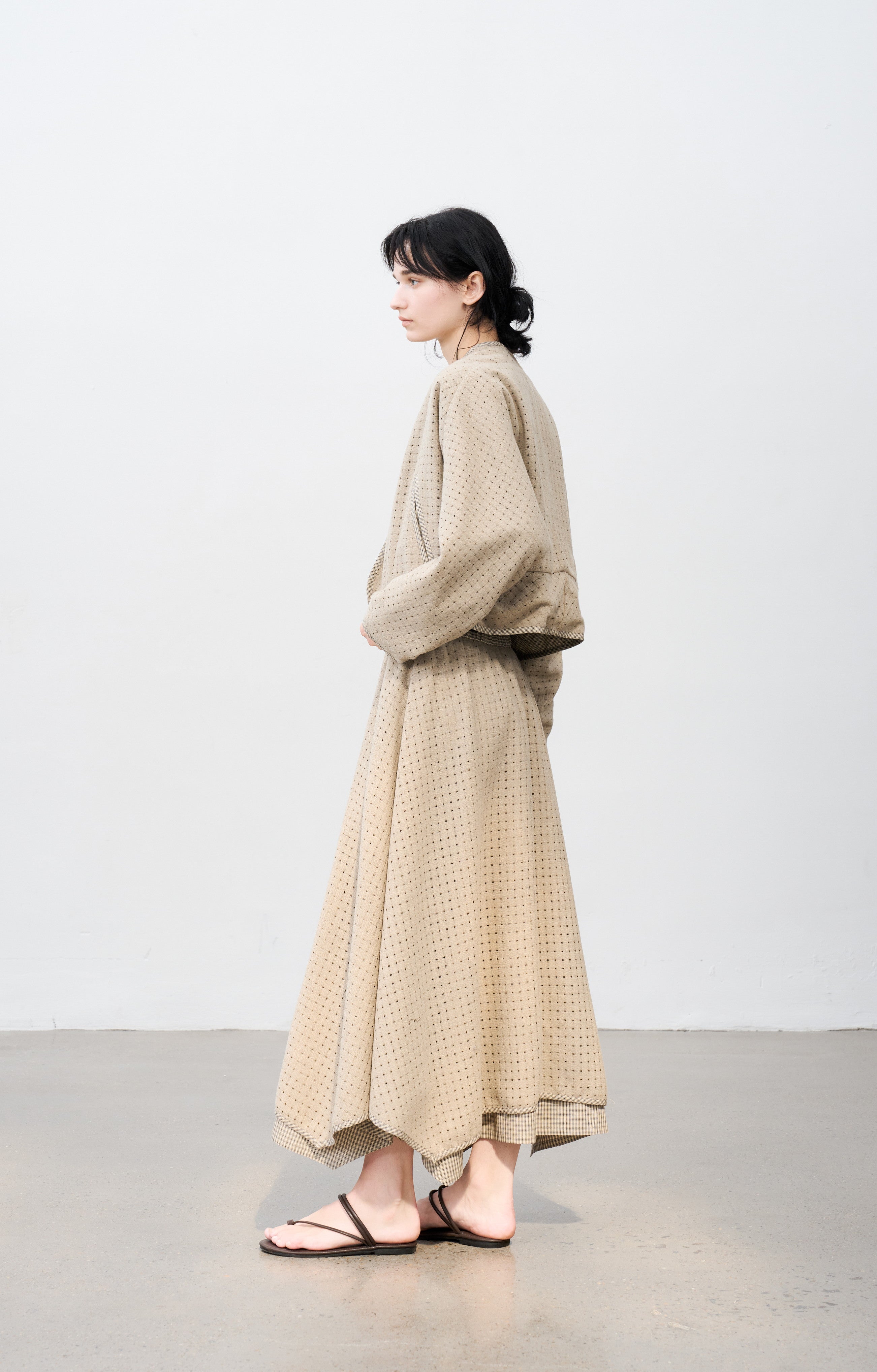 SQUARE MESH FLARE SKIRT