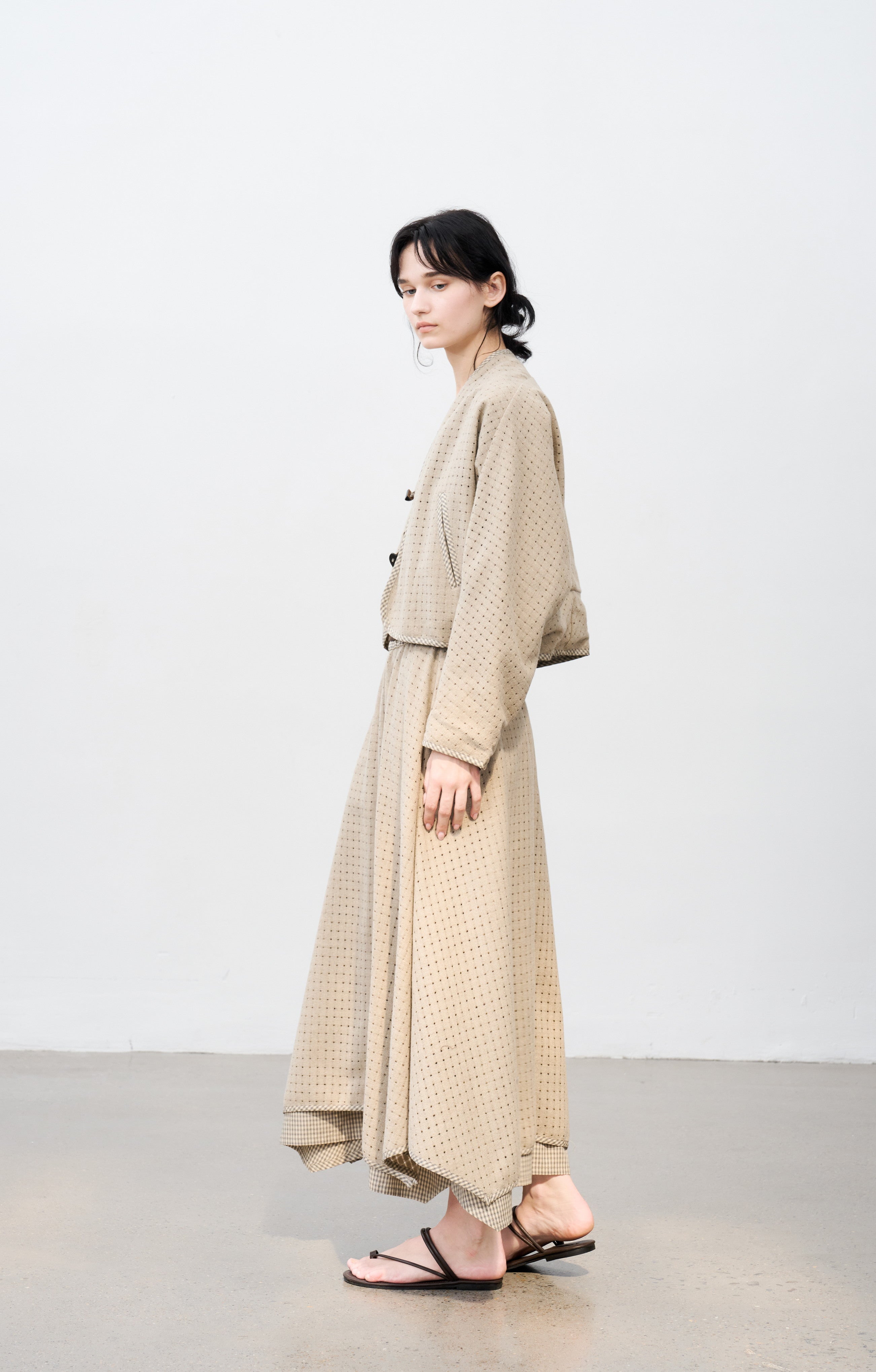 SQUARE MESH FLARE SKIRT