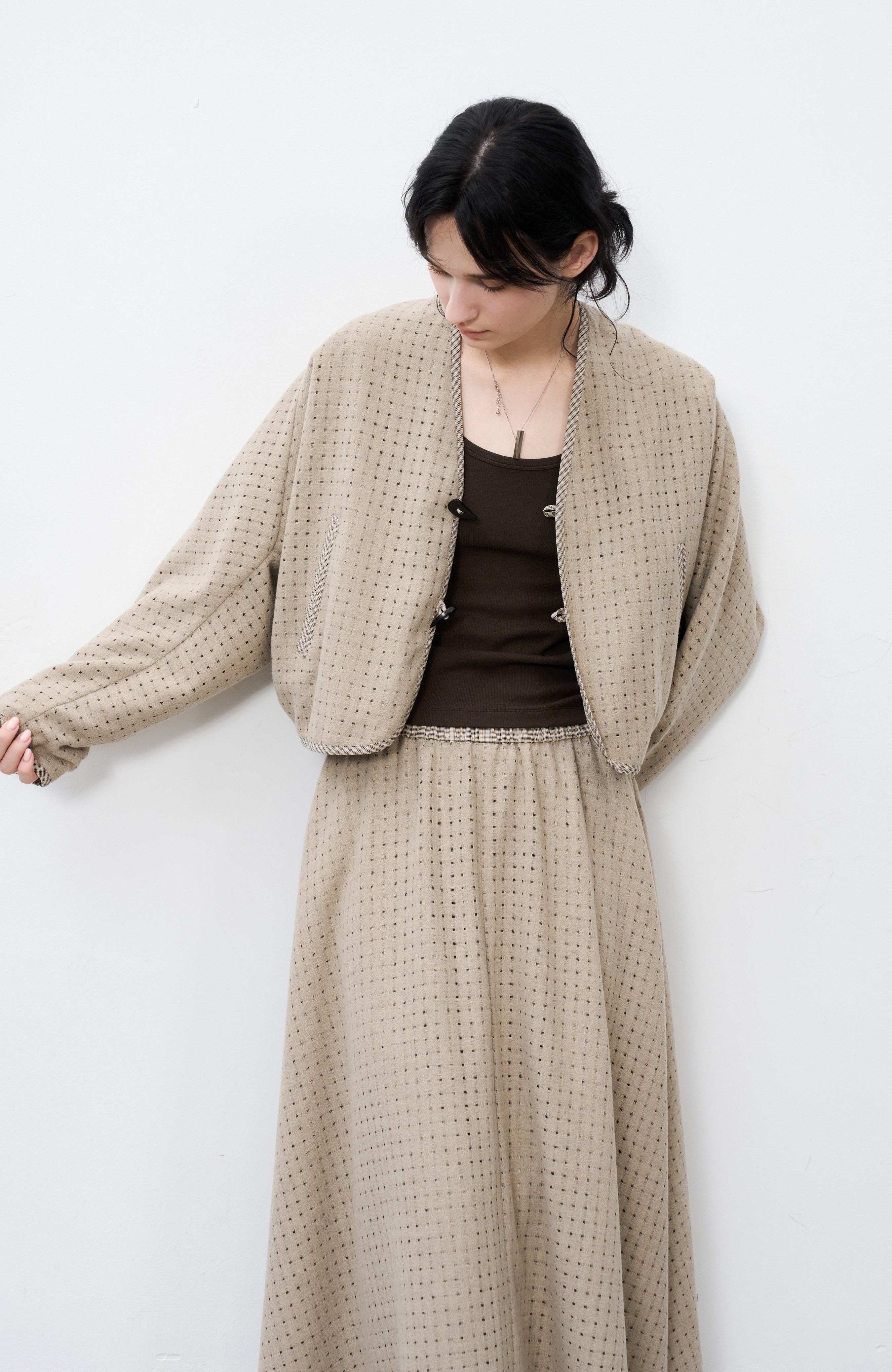 SQUARE MESH FLARE SKIRT