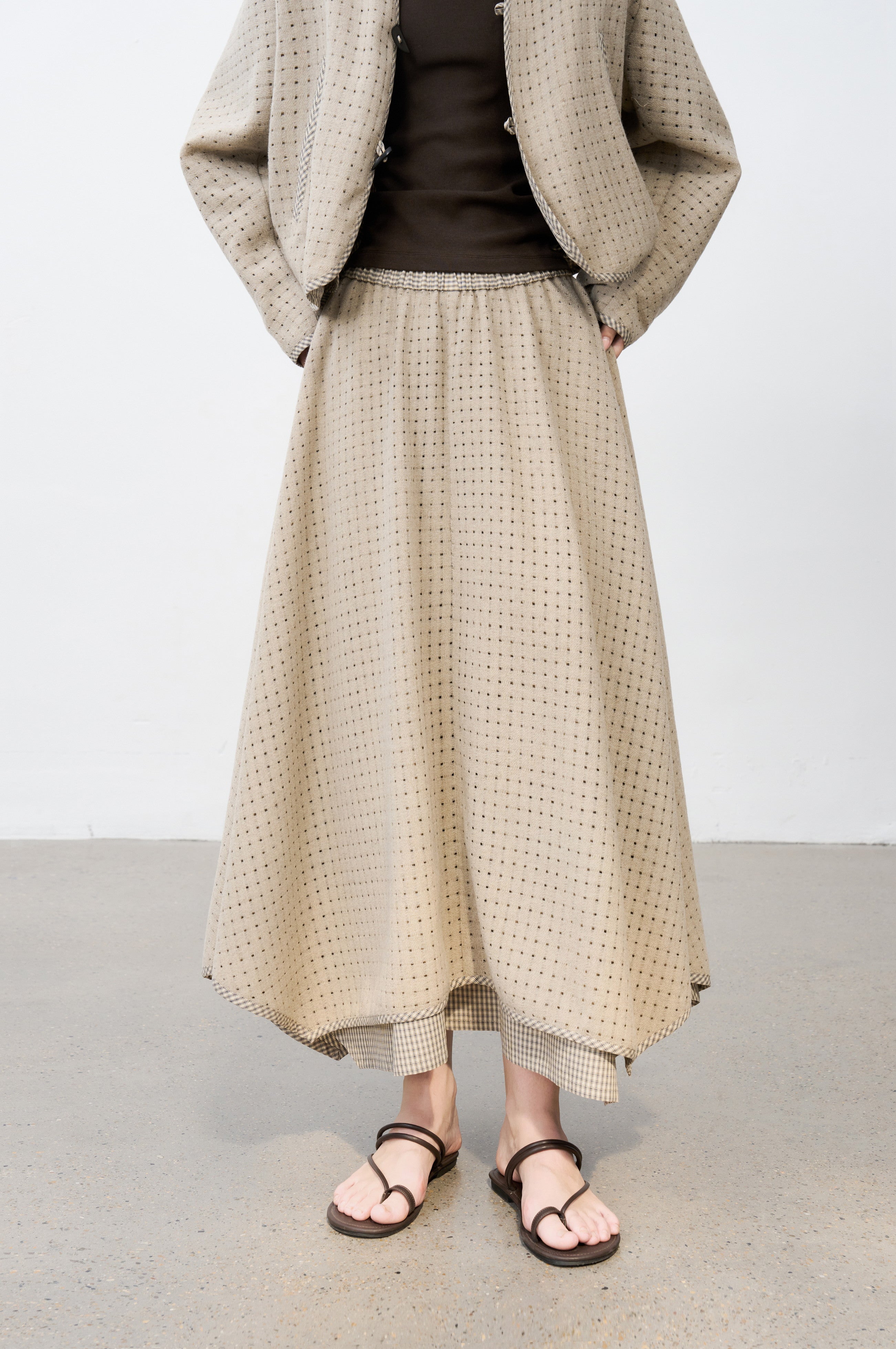 SQUARE MESH FLARE SKIRT