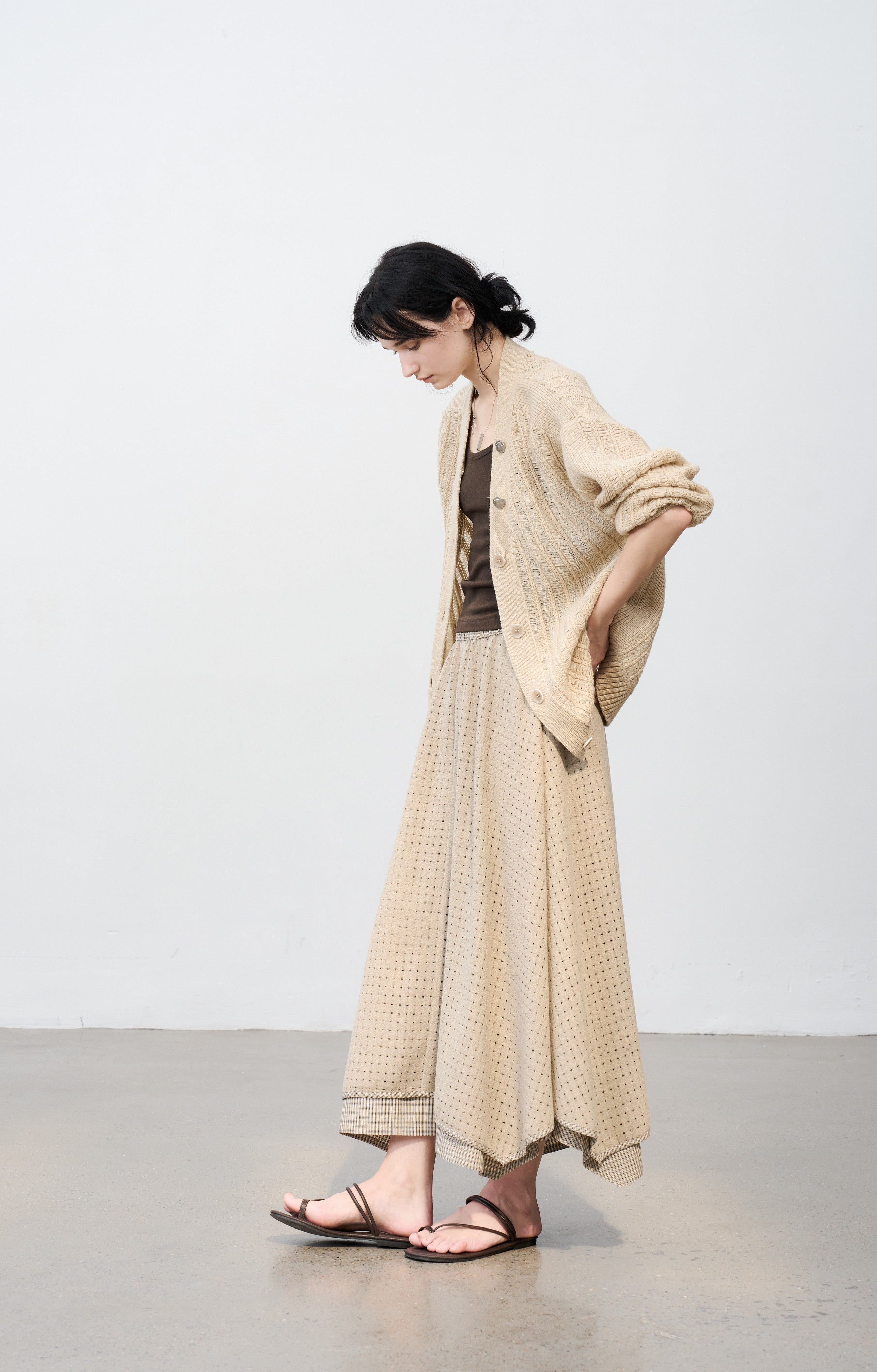 SQUARE MESH FLARE SKIRT