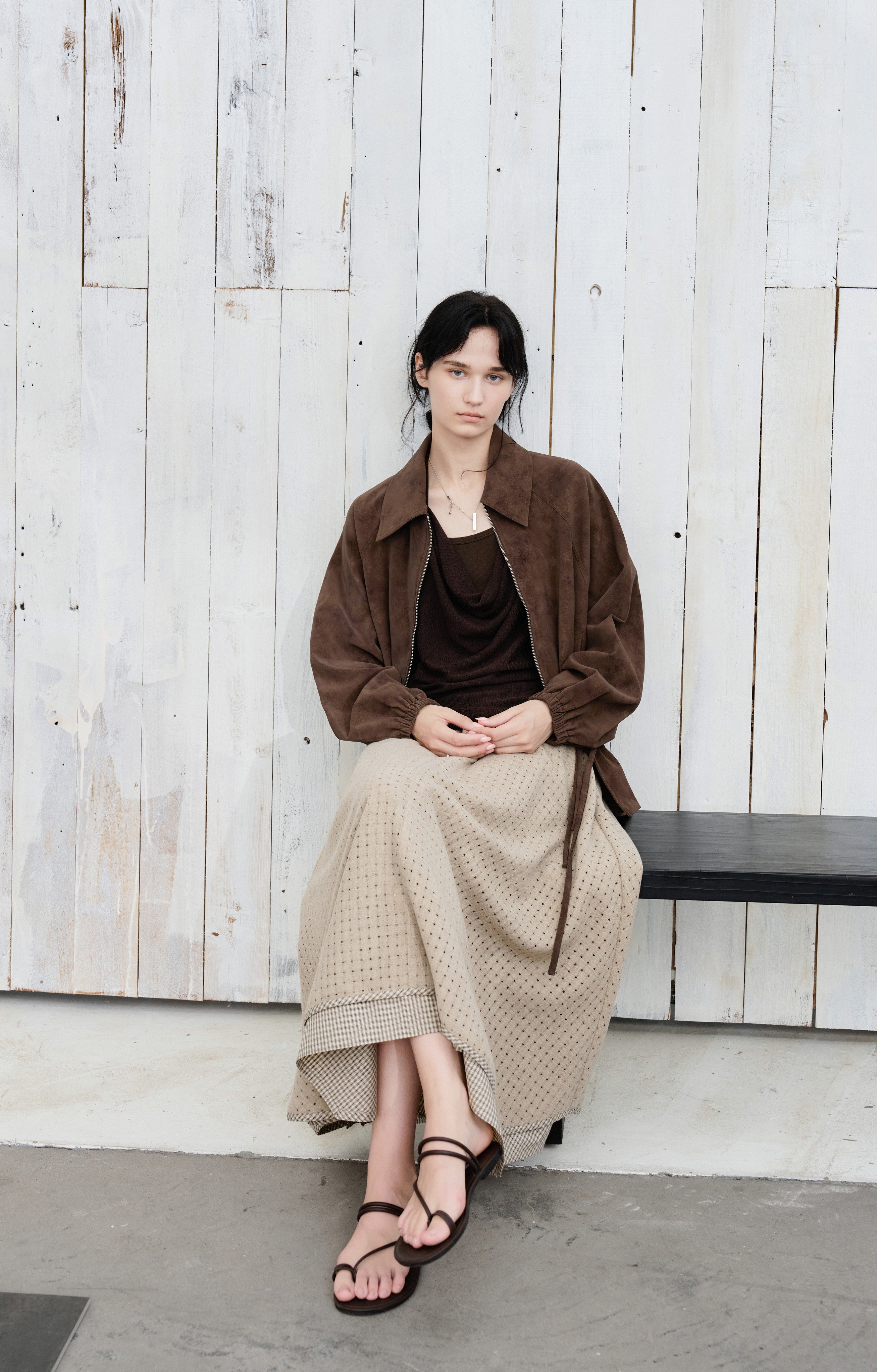 SQUARE MESH FLARE SKIRT