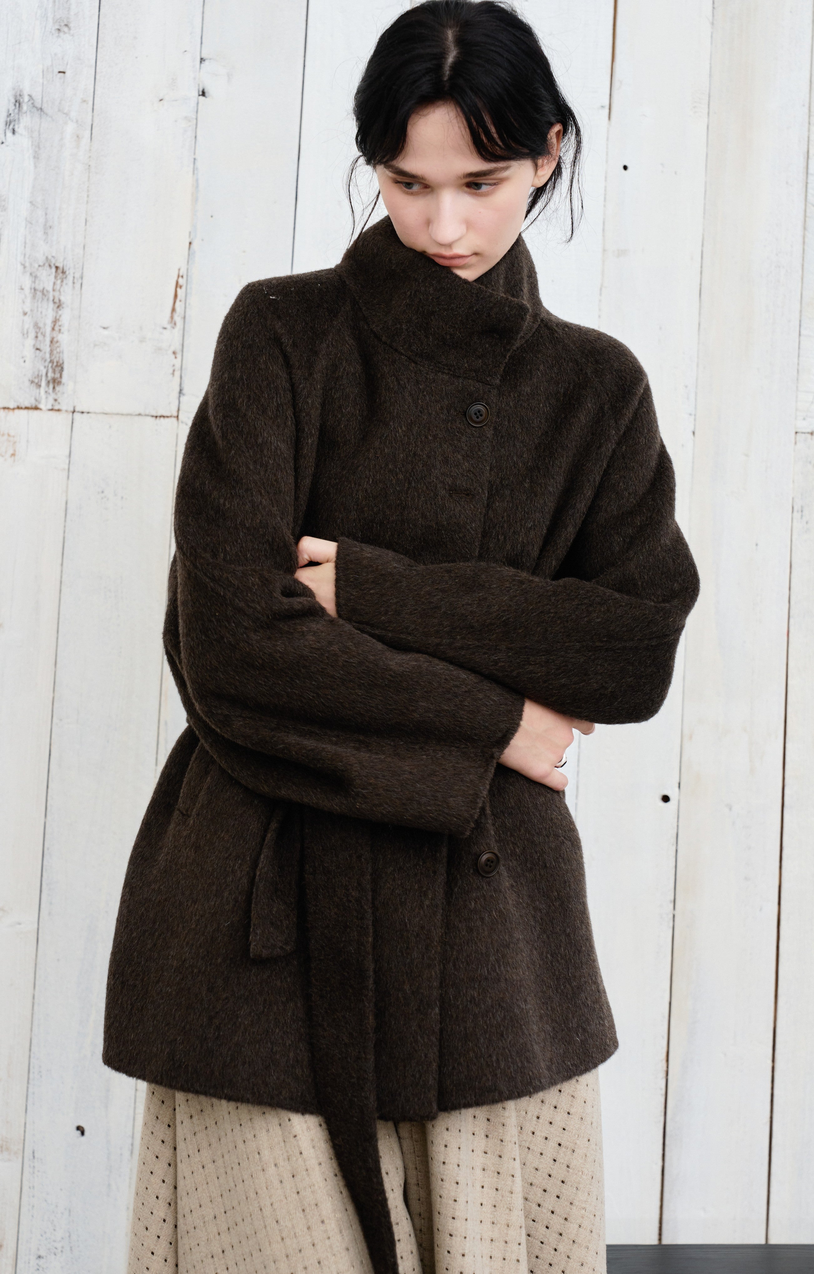 FEATHER WOOL MIDI COAT / Feather wool midi coat