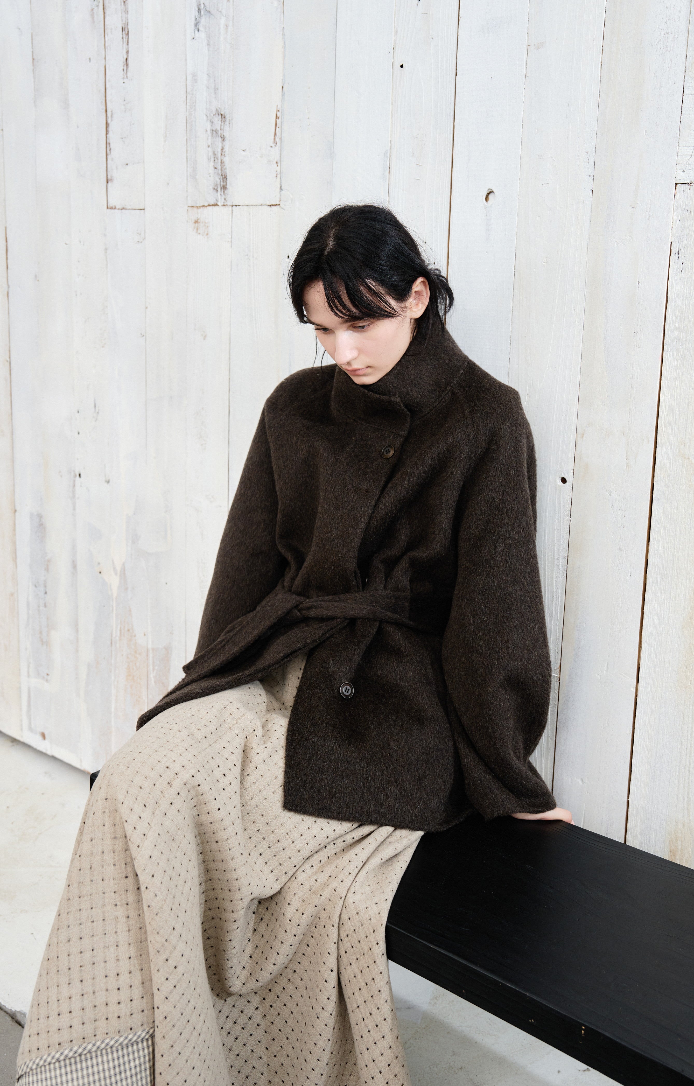 FEATHER WOOL MIDI COAT / Feather wool midi coat