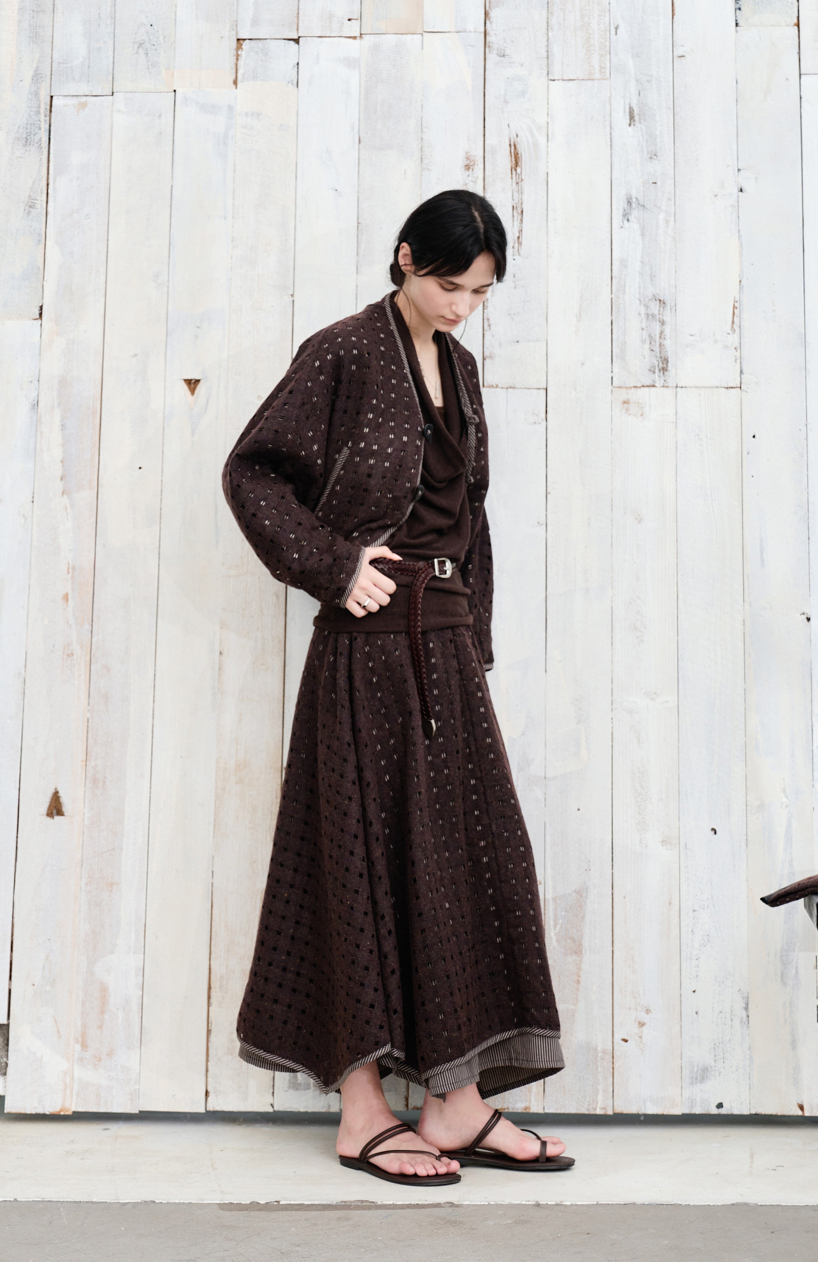 SQUARE MESH FLARE SKIRT