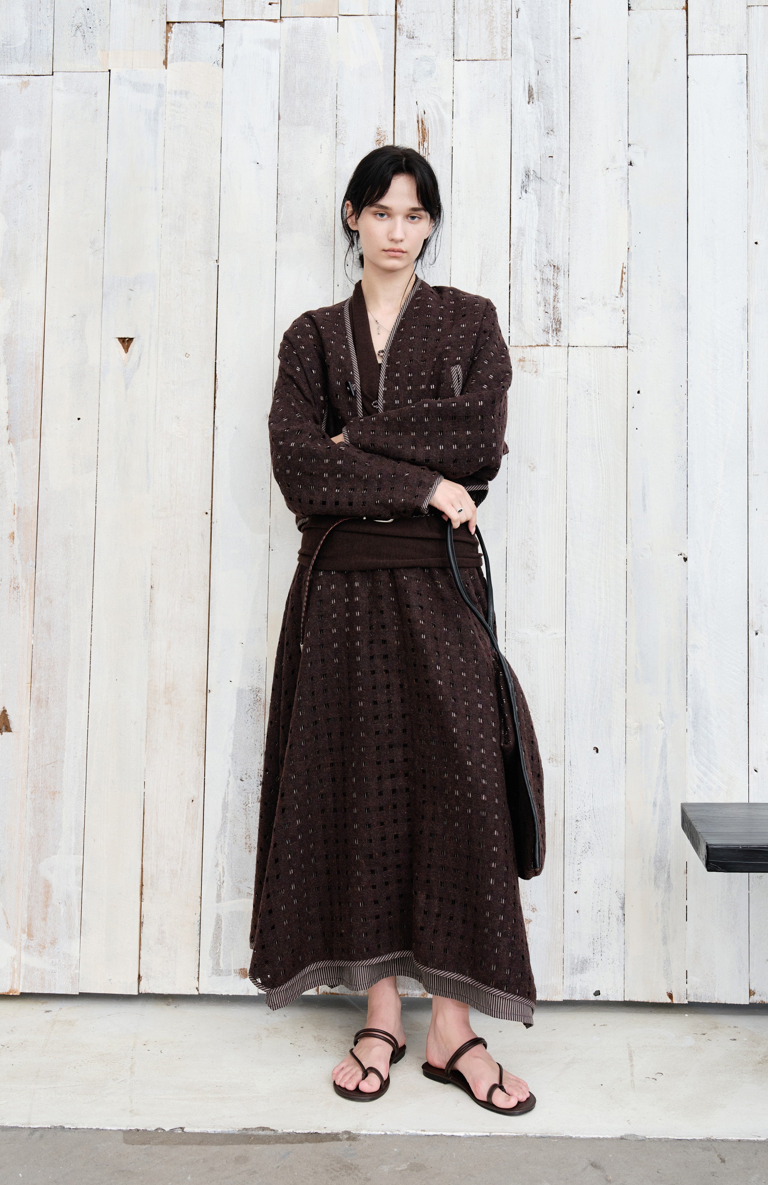 SQUARE MESH FLARE SKIRT