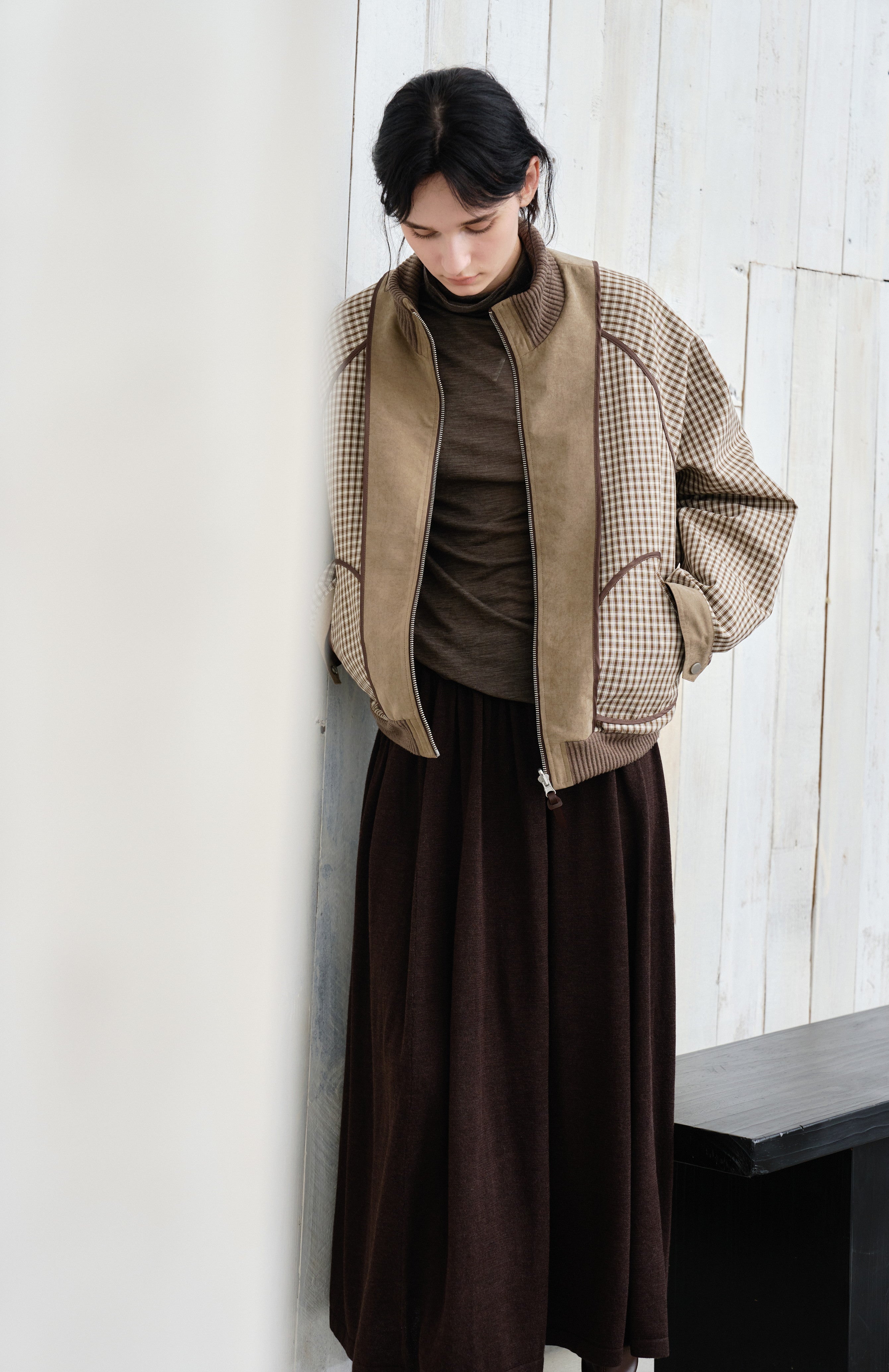REVERSE PLAID DESIGN JACKET / 리버스 체크 디자인 재킷