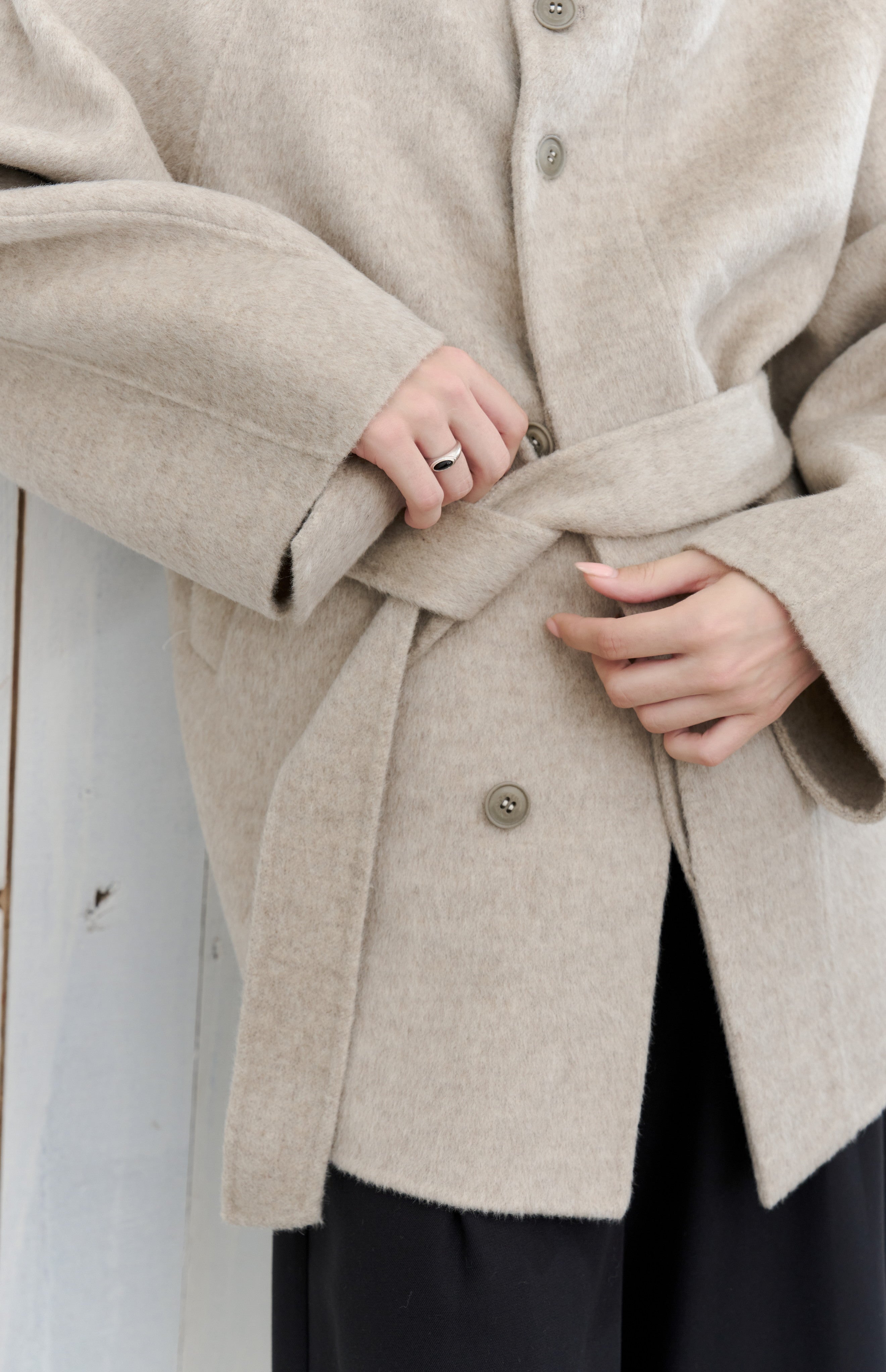 FEATHER WOOL MIDI COAT / Feather wool midi coat