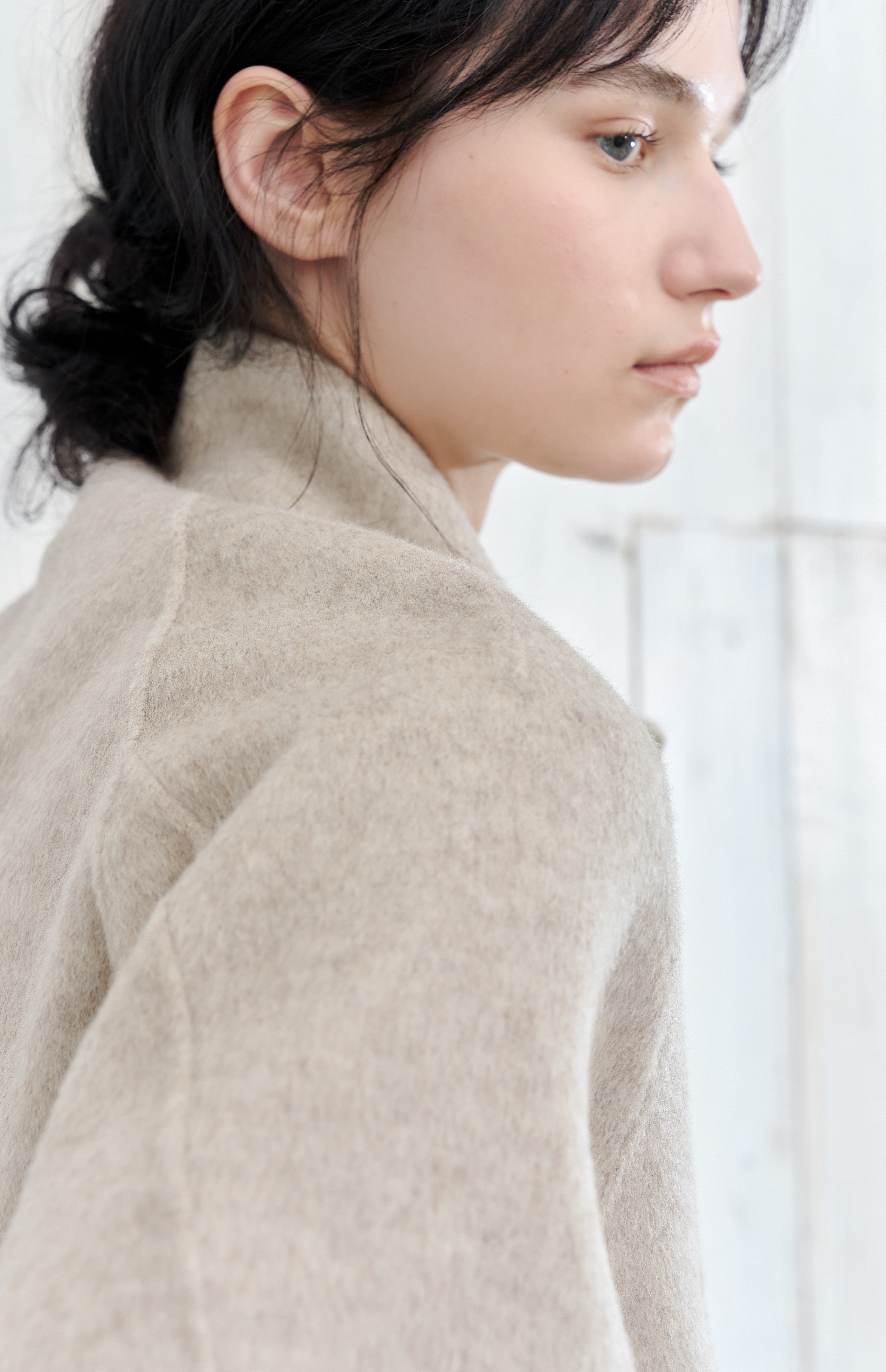 FEATHER WOOL MIDI COAT / Feather wool midi coat