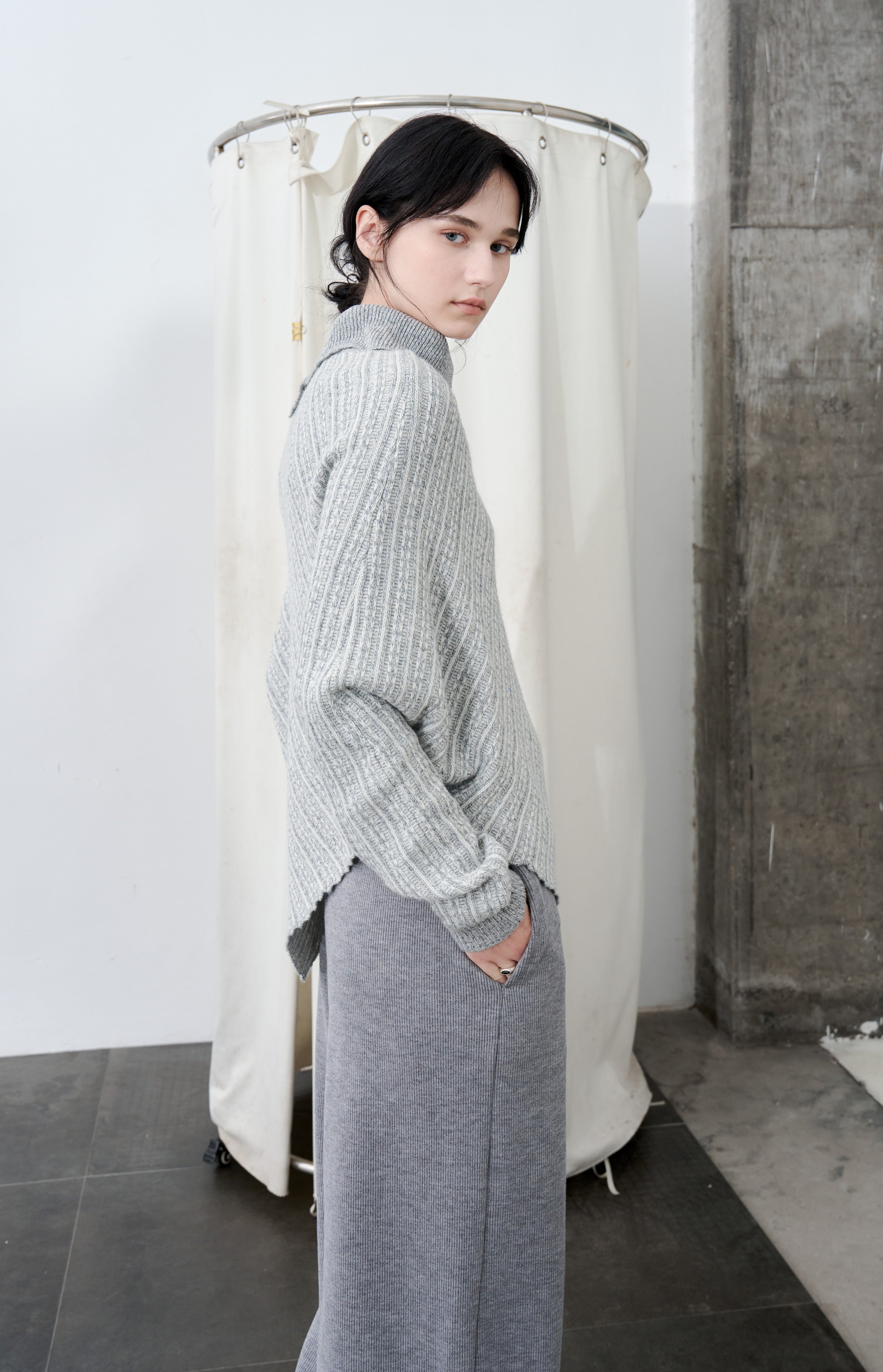 ASYMMETRIC OVER KNIT SWEATER