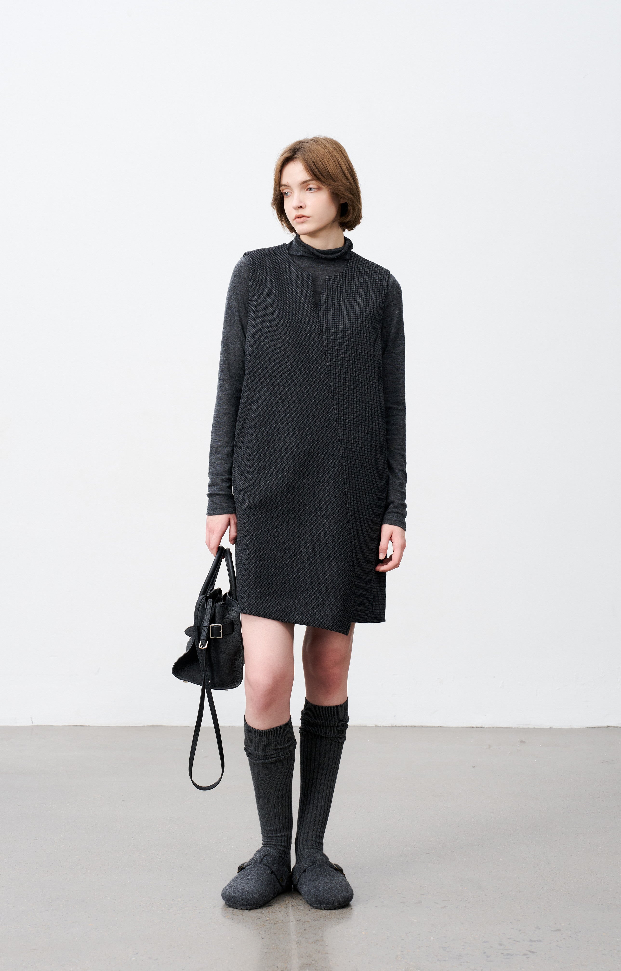 PLAID VEST MINI DRESS