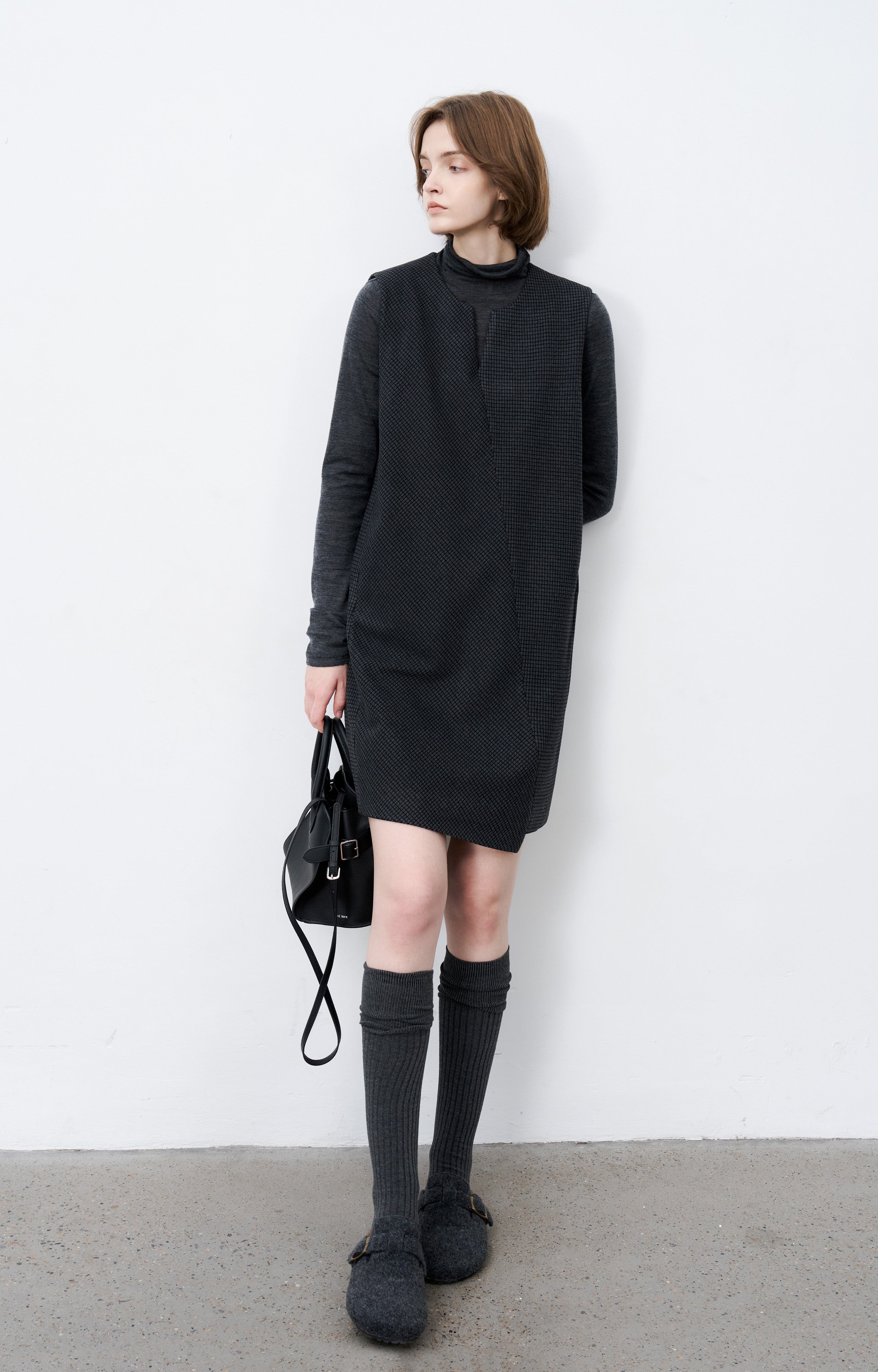 PLAID VEST MINI DRESS