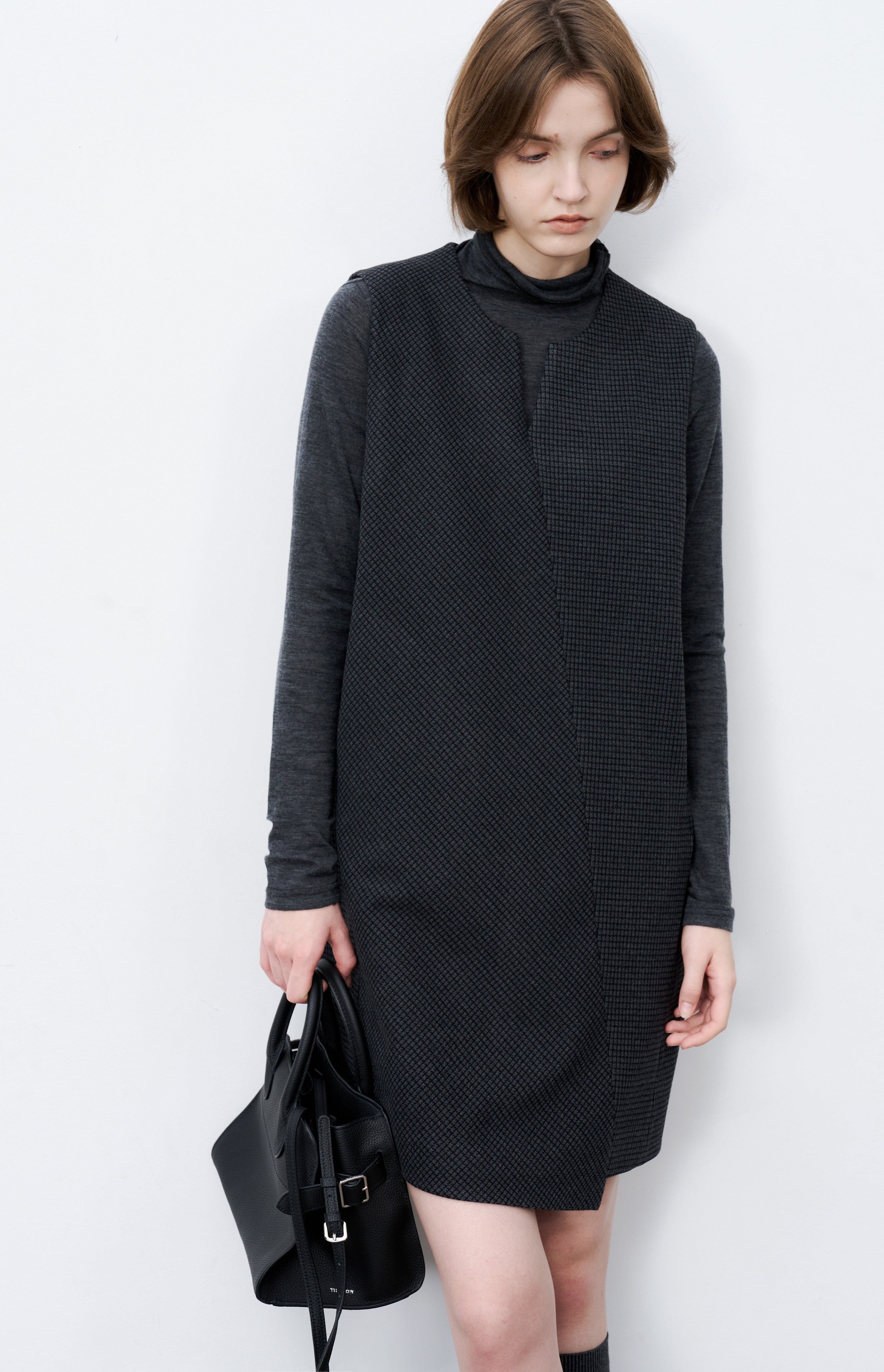 PLAID VEST MINI DRESS