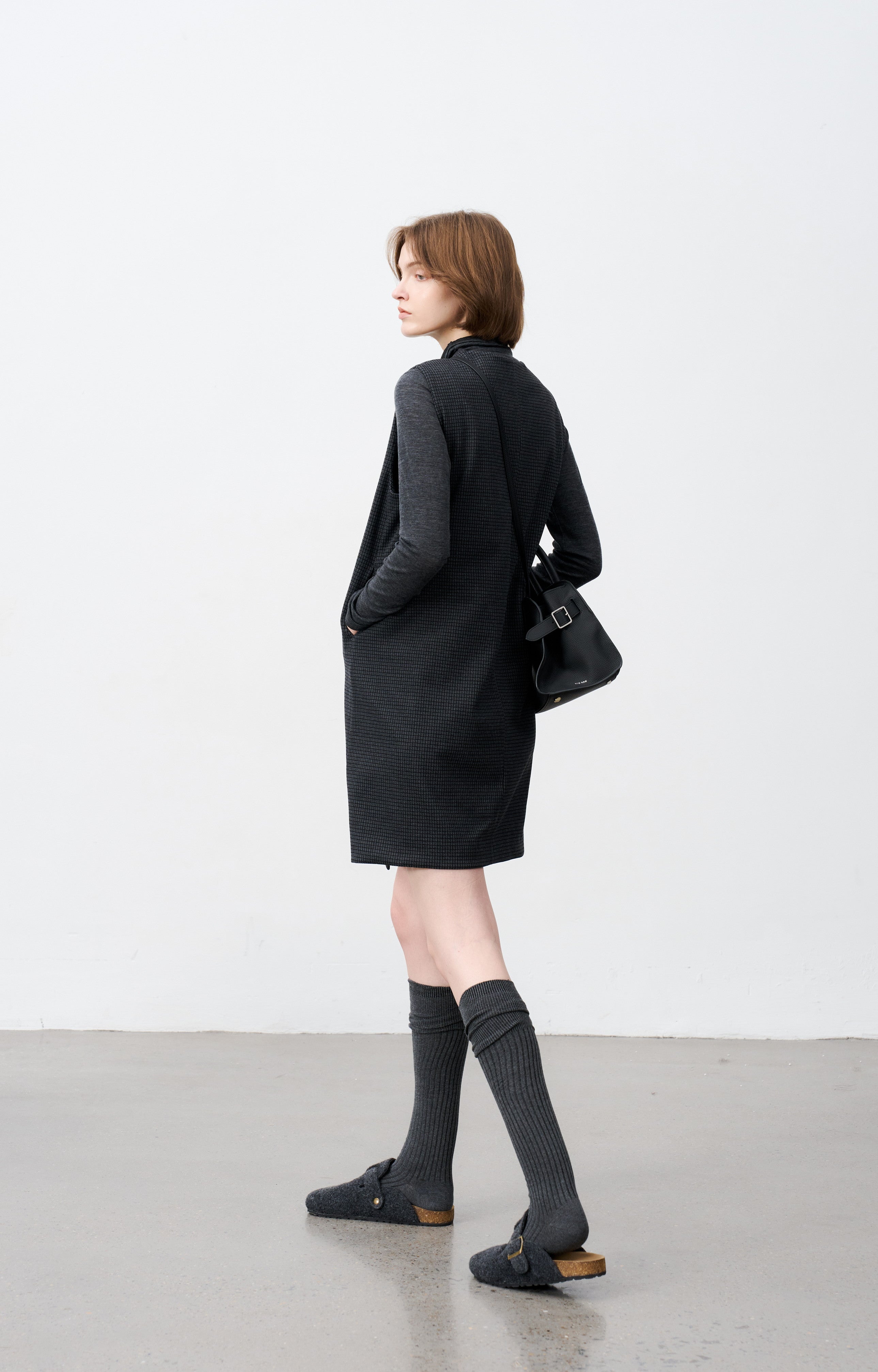 PLAID VEST MINI DRESS