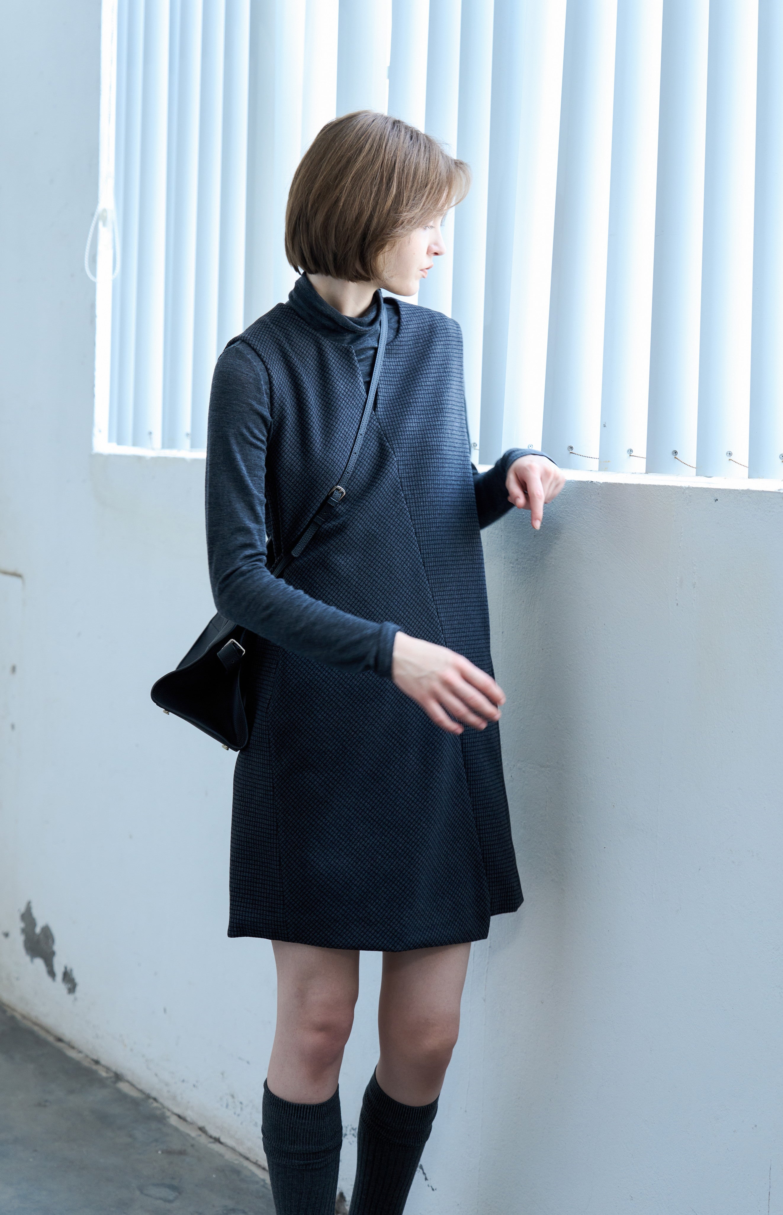 PLAID VEST MINI DRESS