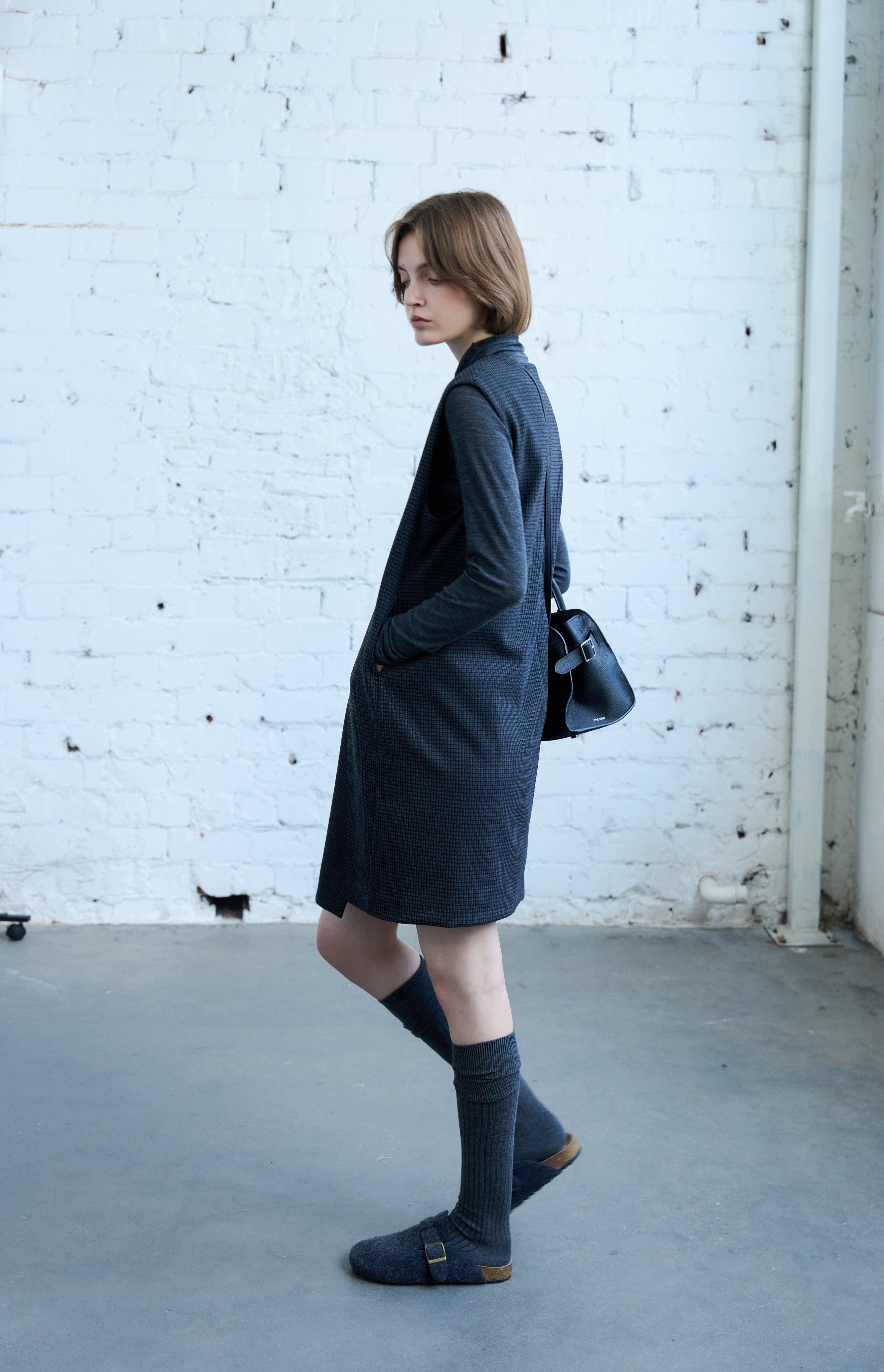 PLAID VEST MINI DRESS