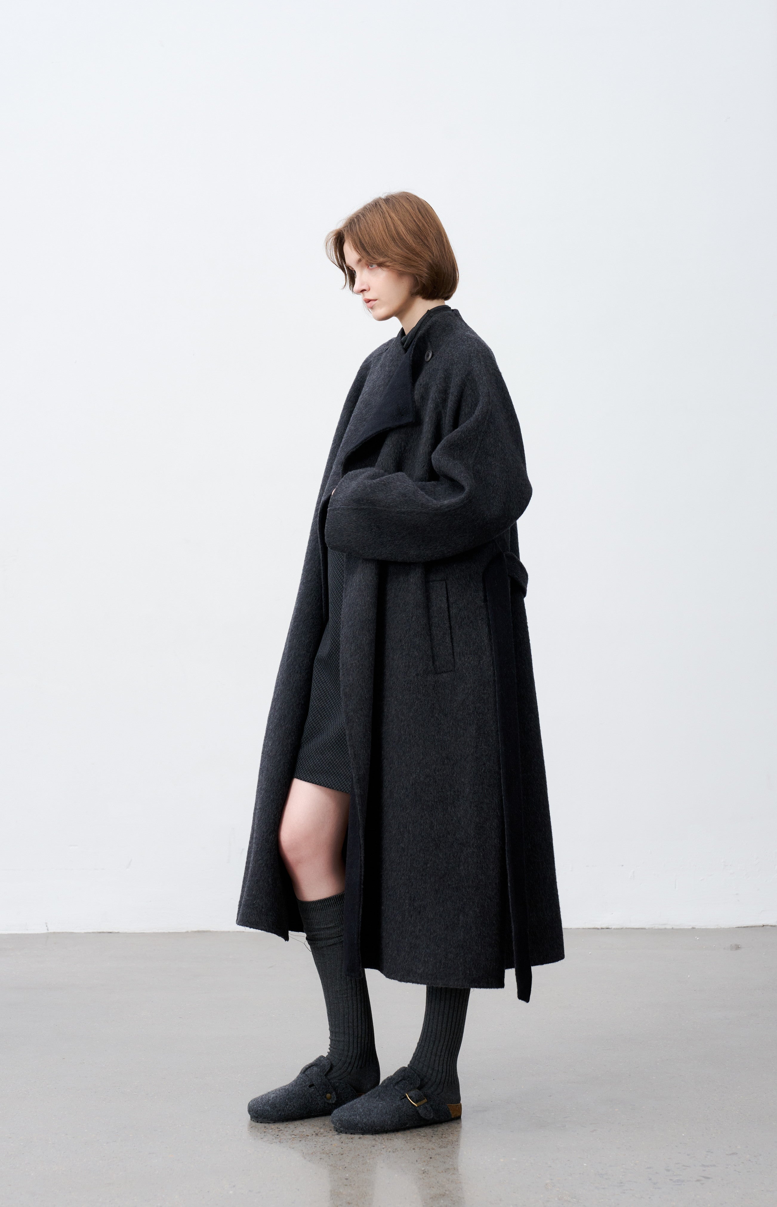 WRAP LAPEL WOOL COAT / ラップラペルウールコート