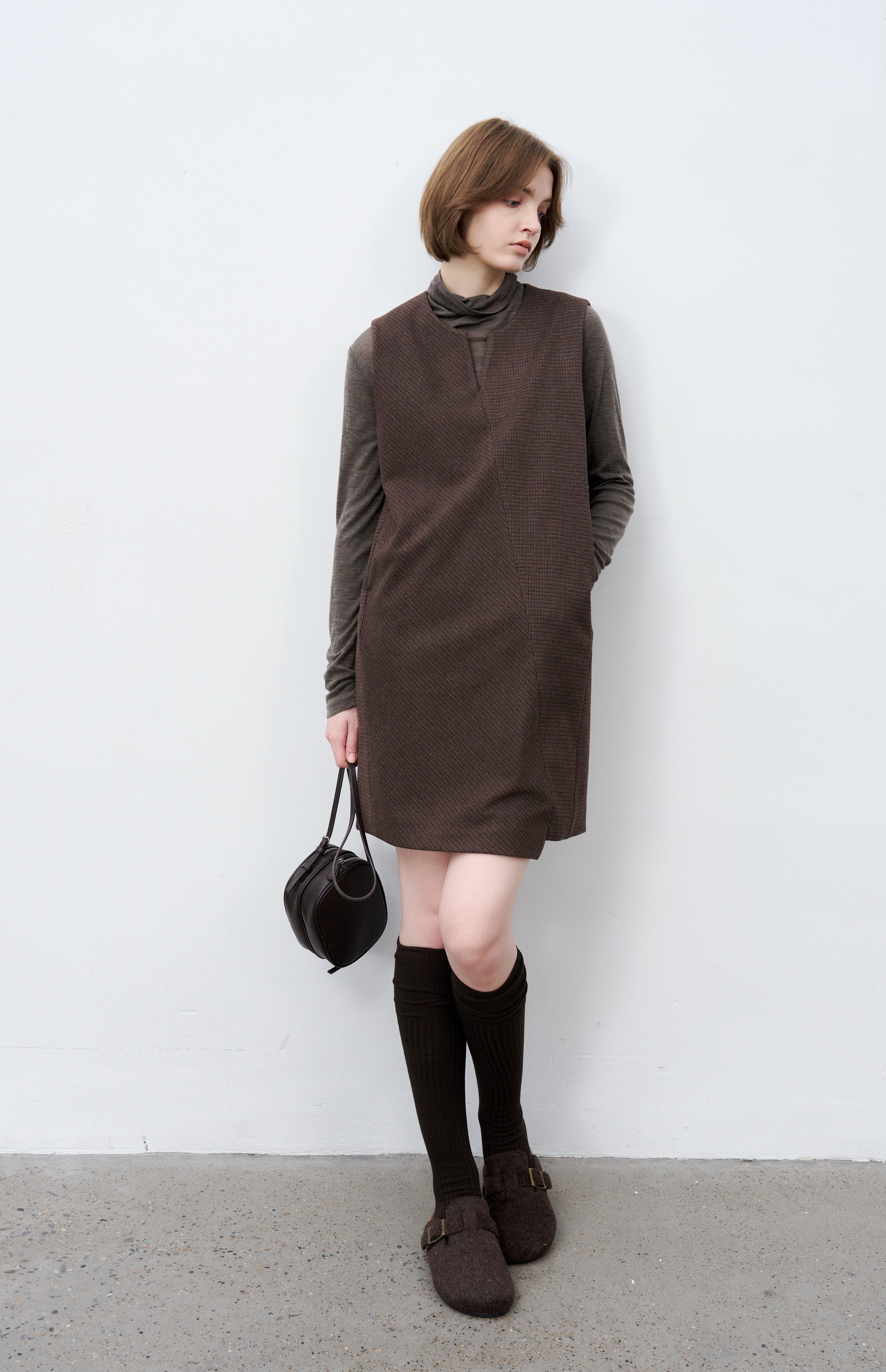 PLAID VEST MINI DRESS