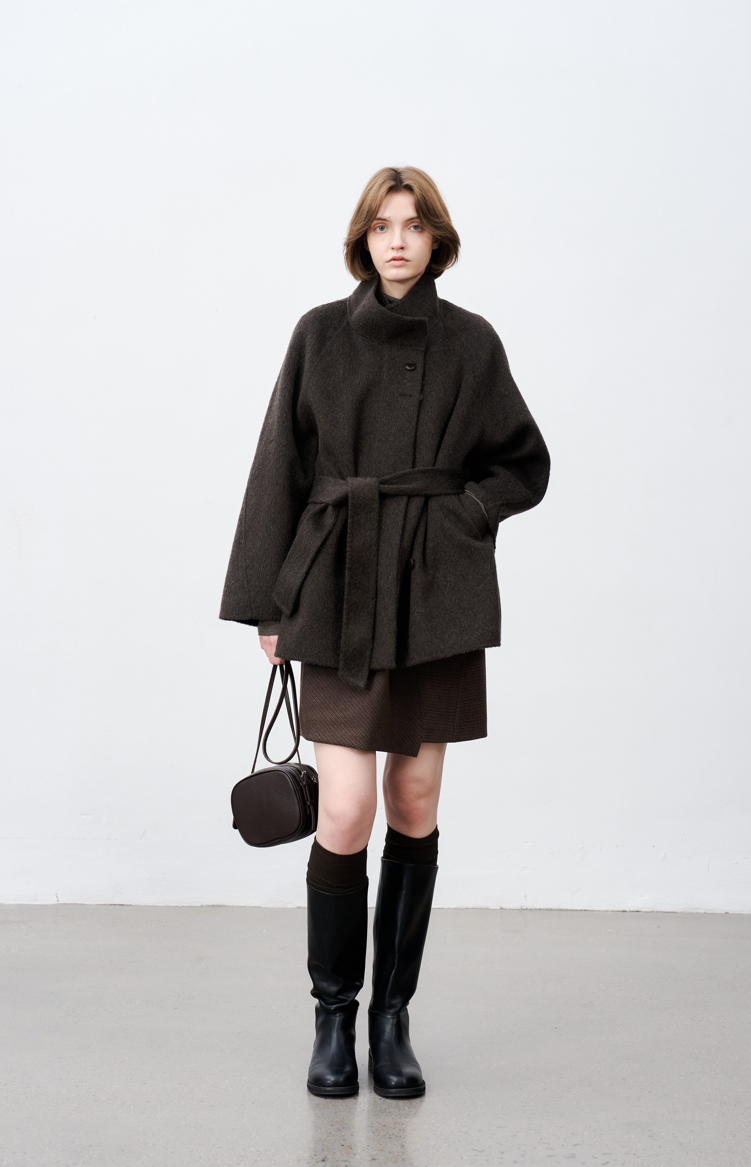 FEATHER WOOL MIDI COAT / Feather wool midi coat