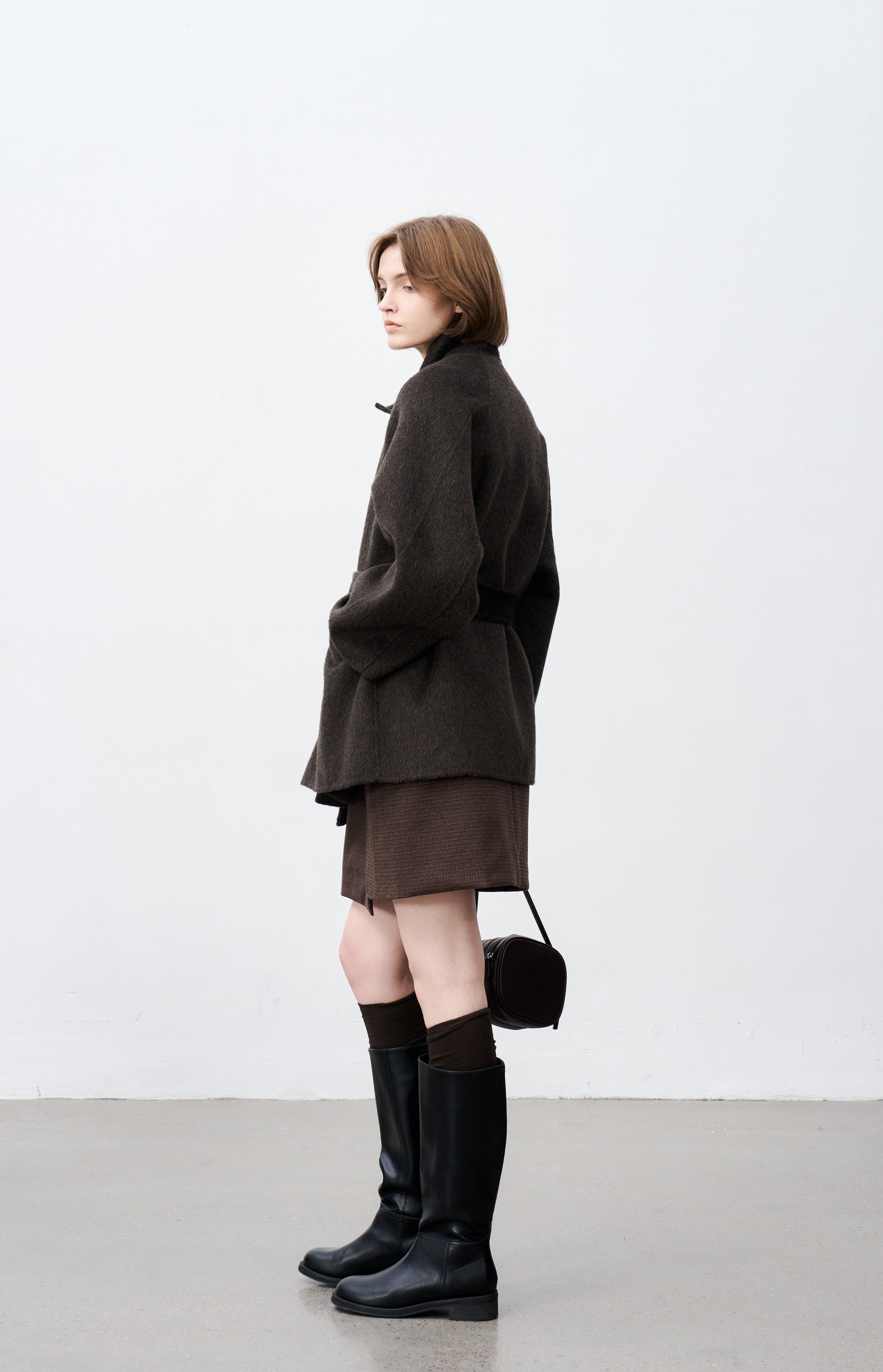 FEATHER WOOL MIDI COAT / Feather wool midi coat