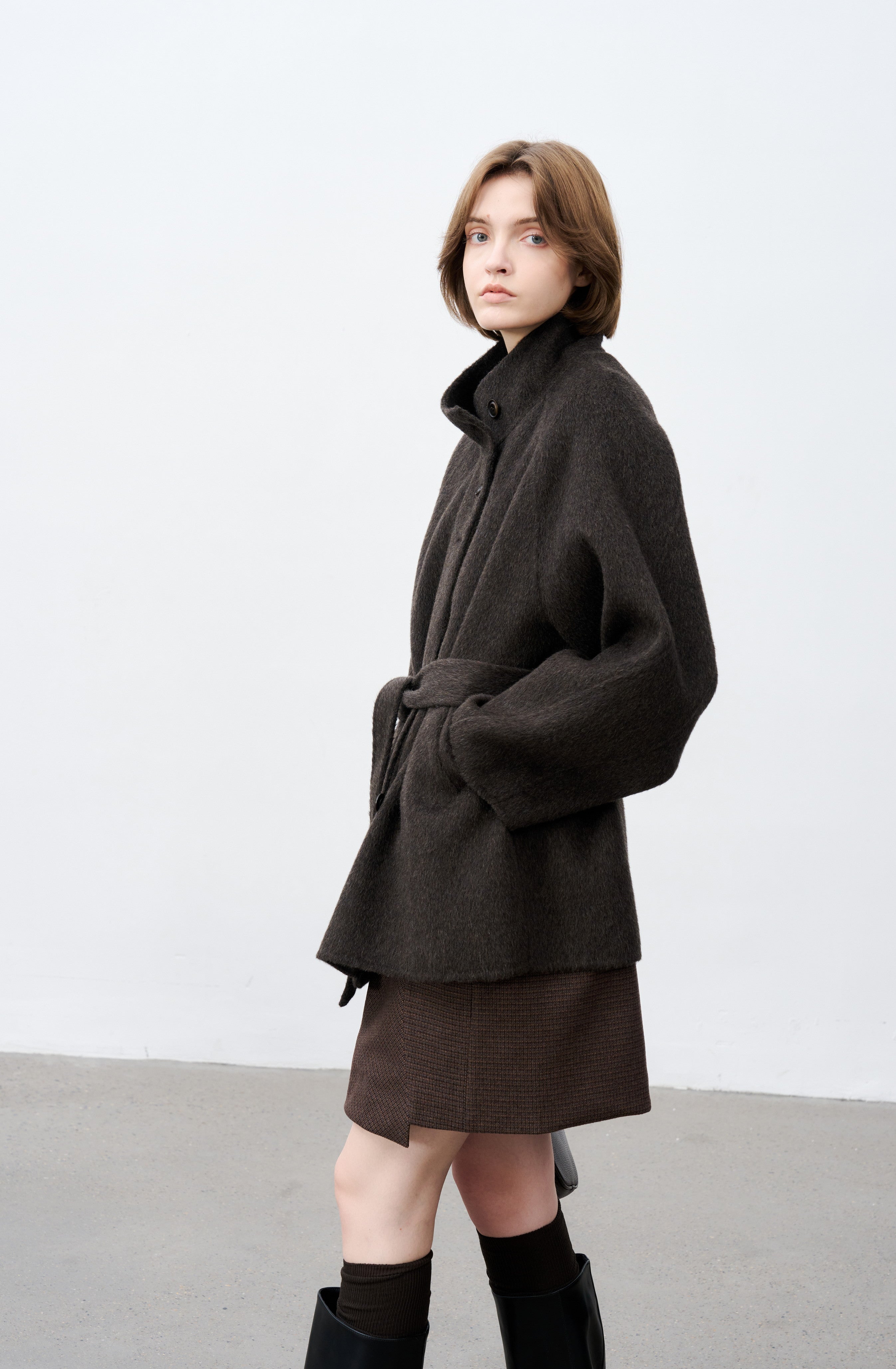 FEATHER WOOL MIDI COAT / Feather wool midi coat