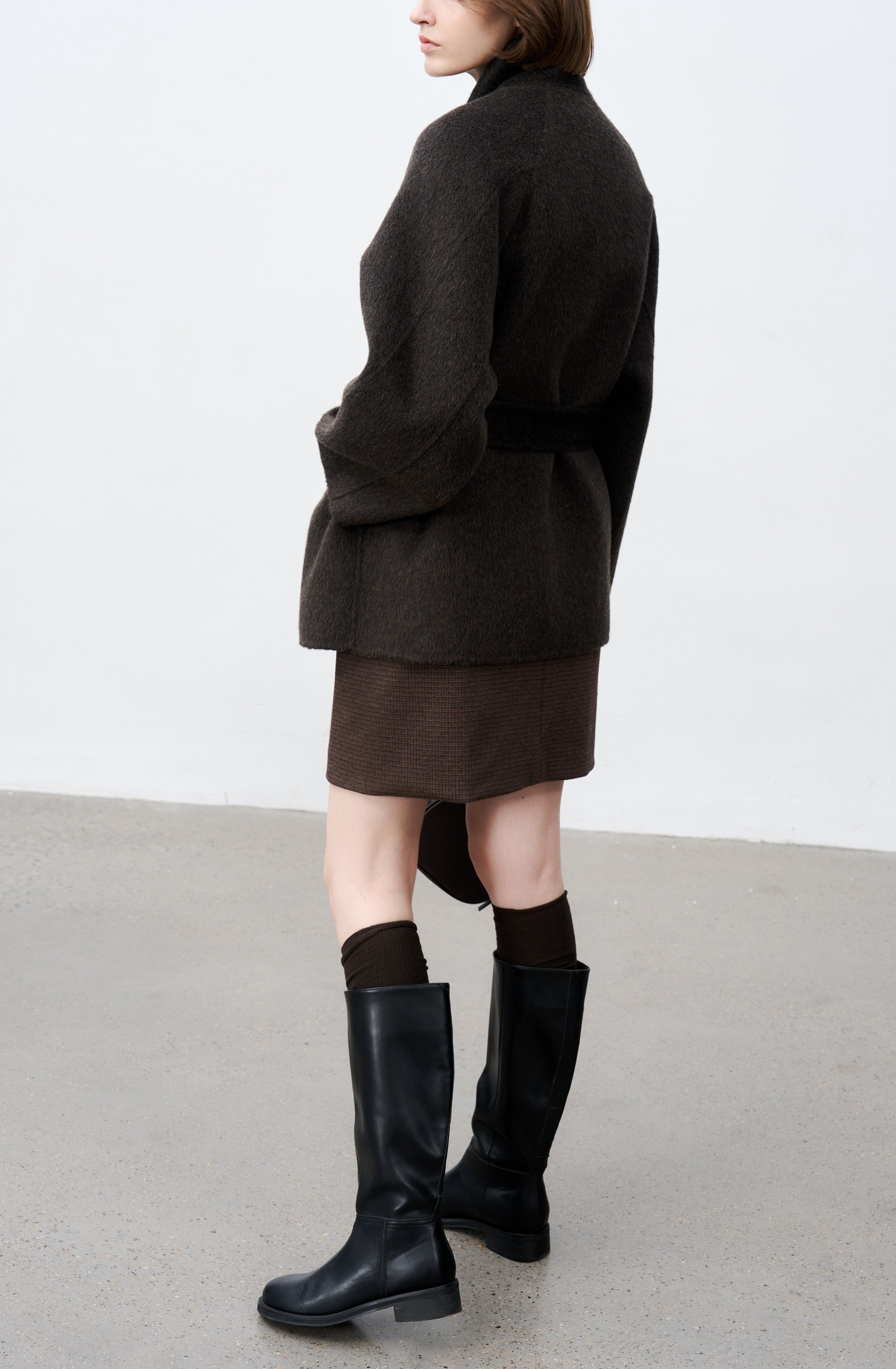 FEATHER WOOL MIDI COAT / フェザーウールミドルコート