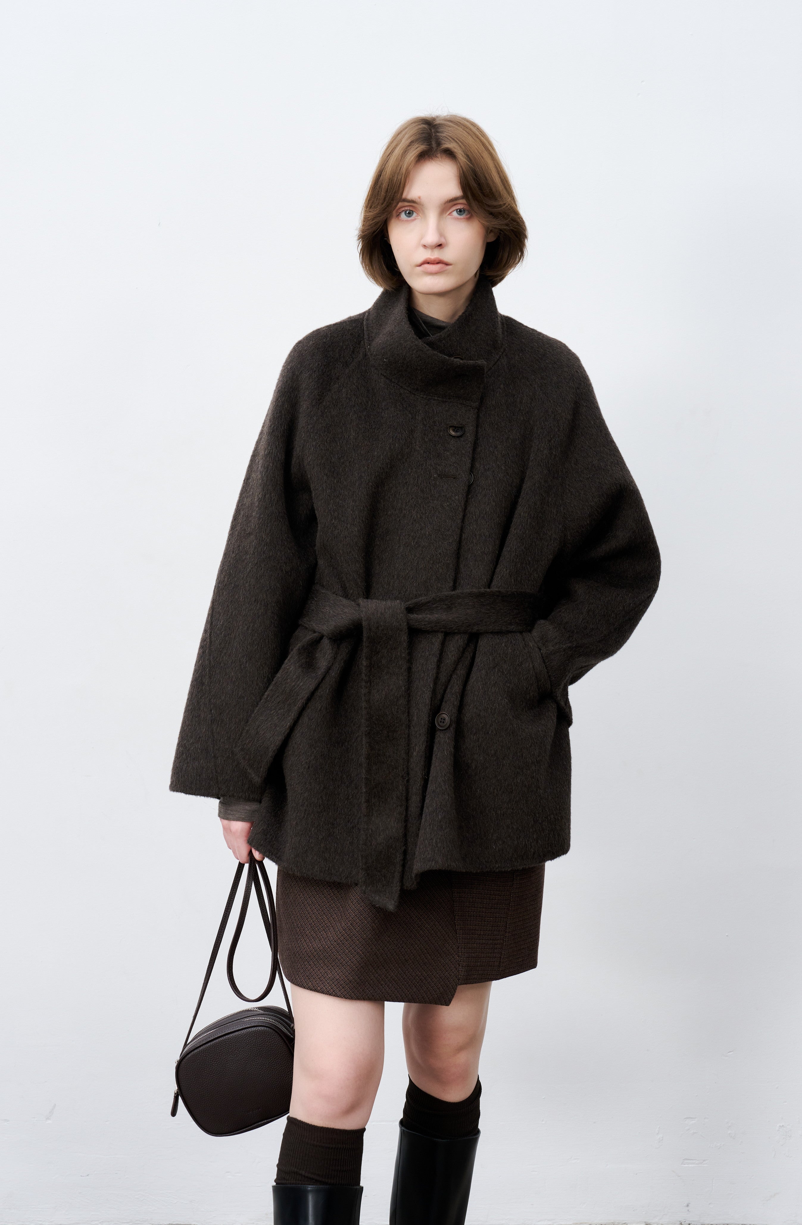 FEATHER WOOL MIDI COAT / Feather wool midi coat