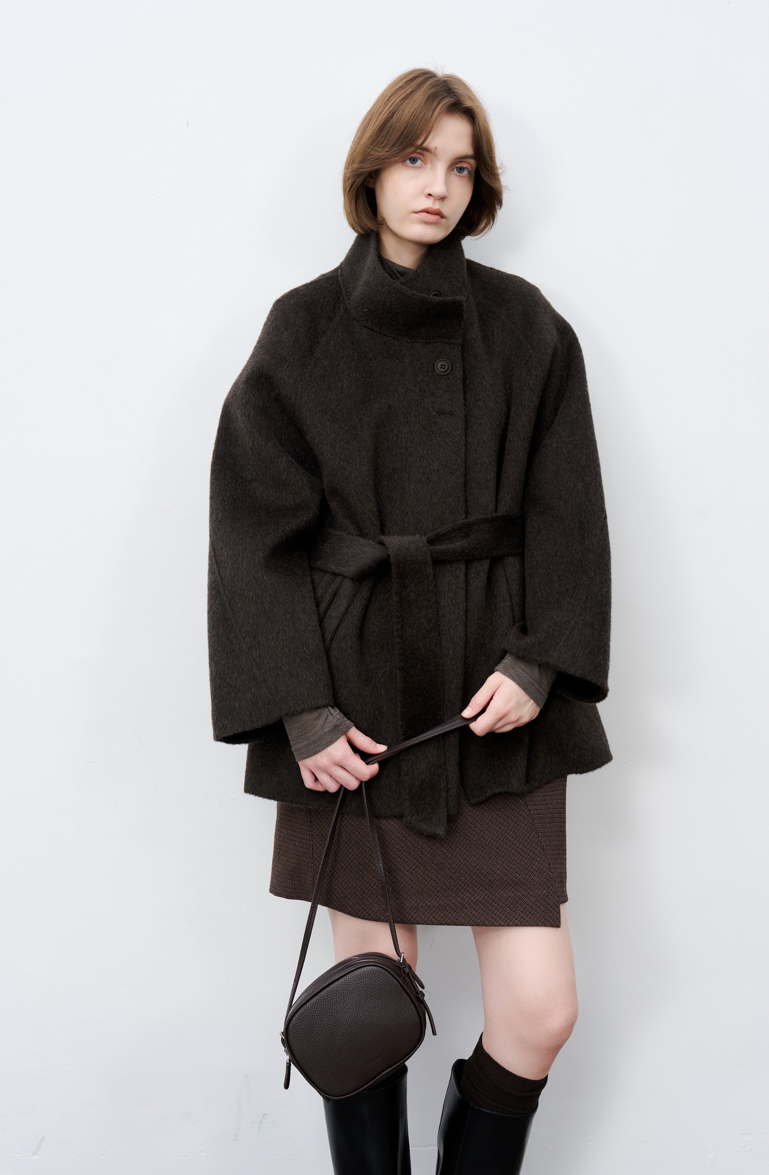 FEATHER WOOL MIDI COAT / Feather wool midi coat