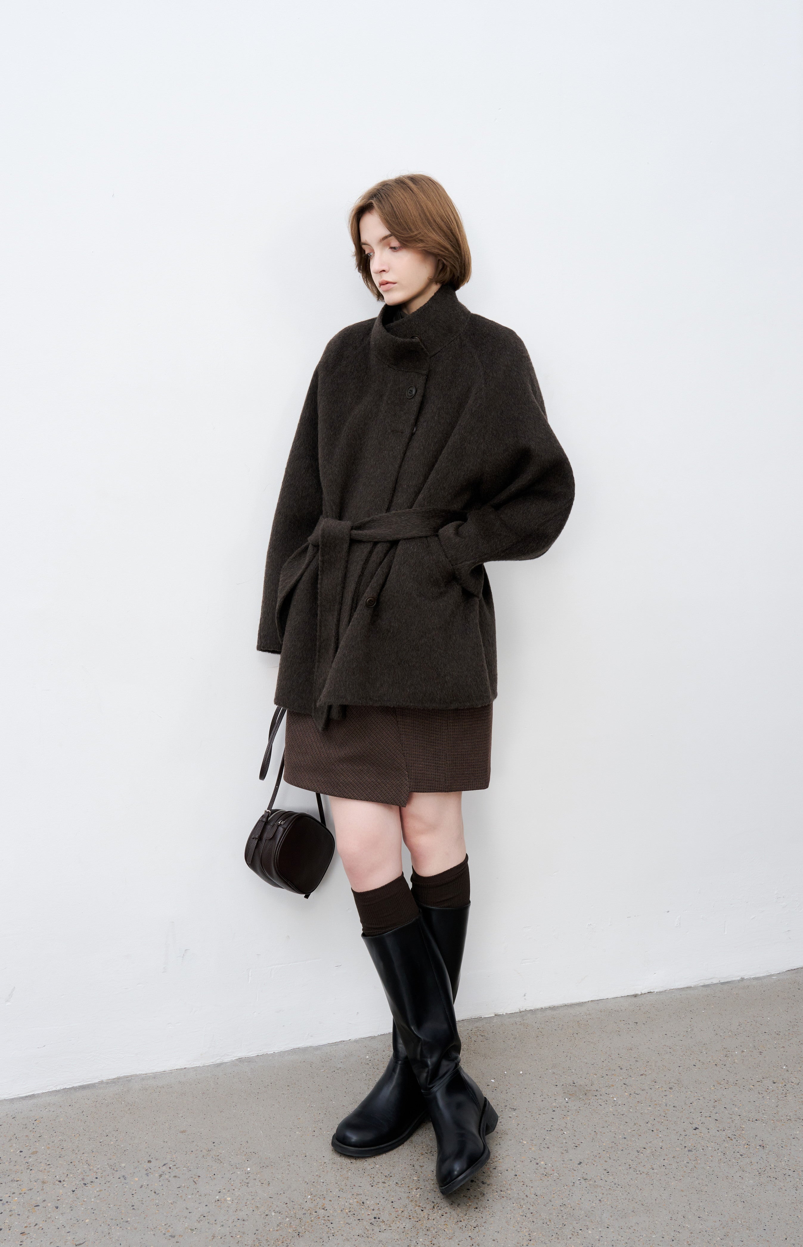 FEATHER WOOL MIDI COAT / Feather wool midi coat