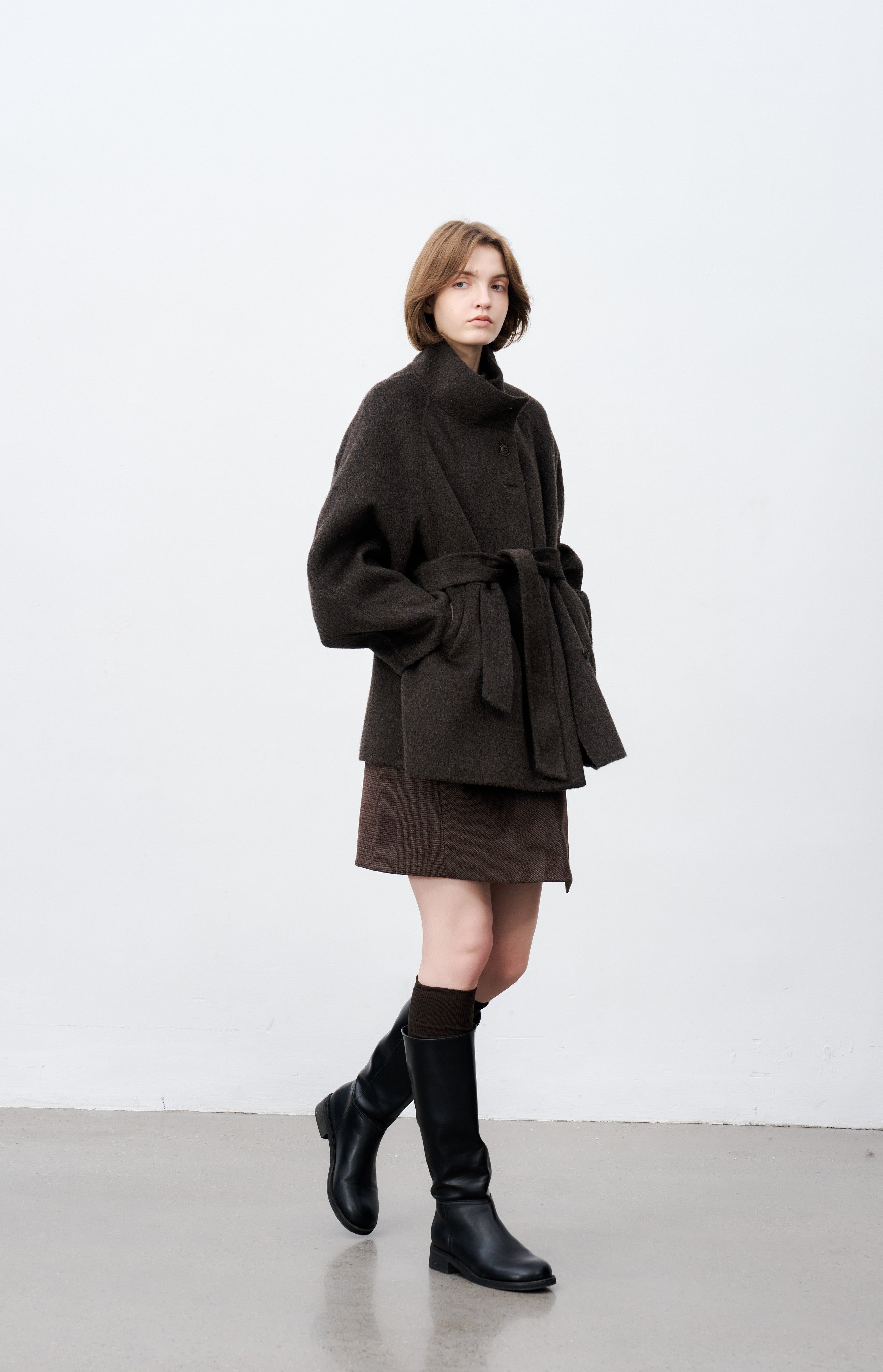 FEATHER WOOL MIDI COAT / Feather wool midi coat