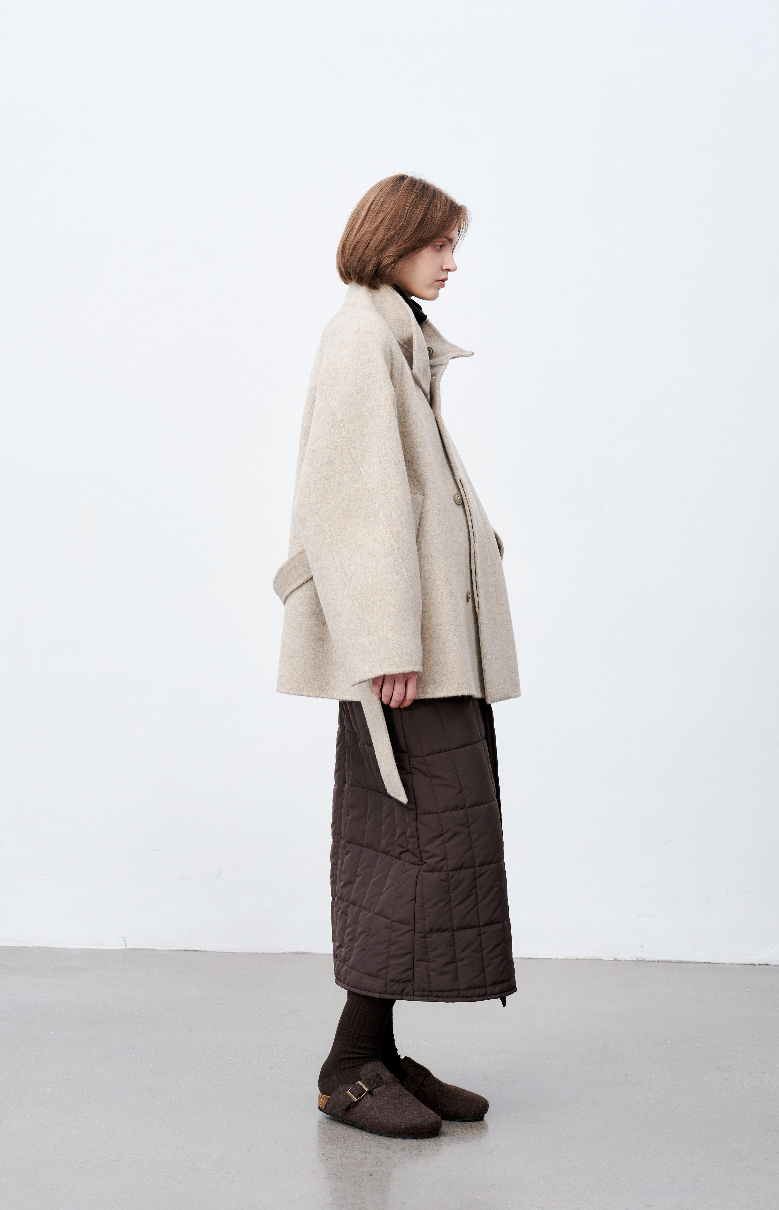FEATHER WOOL MIDI COAT / Feather wool midi coat