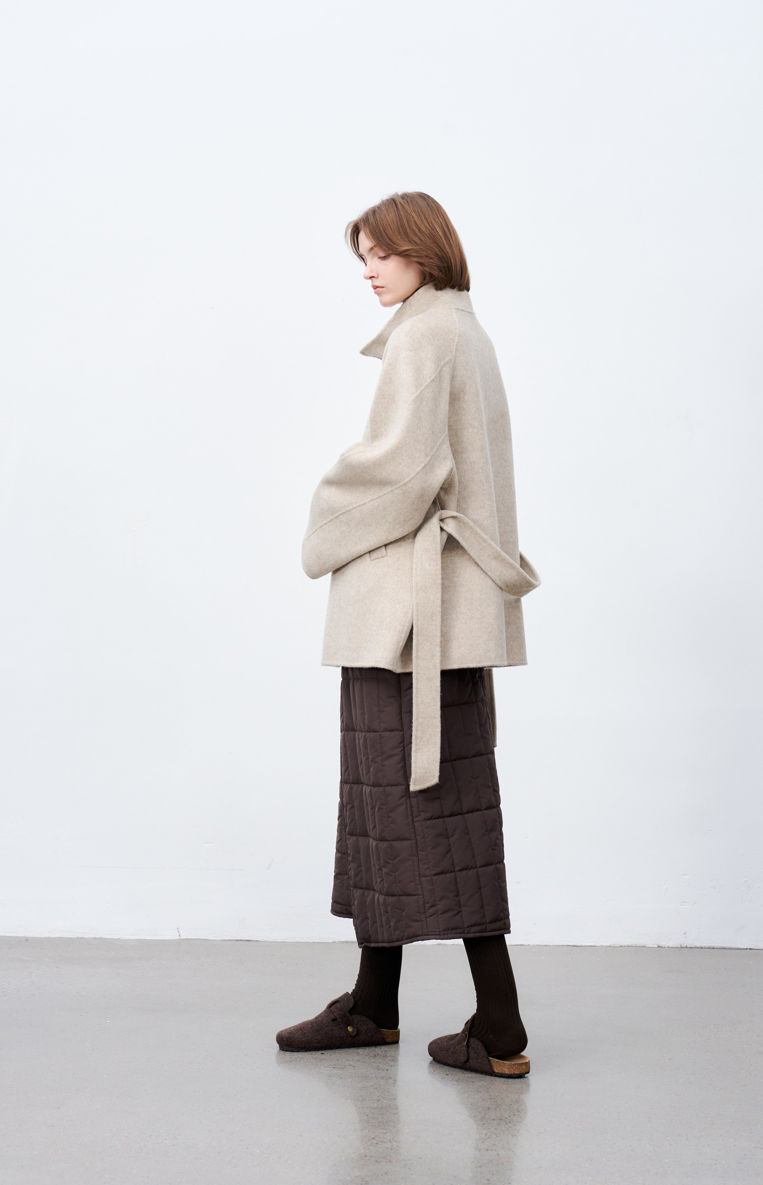 FEATHER WOOL MIDI COAT / Feather wool midi coat