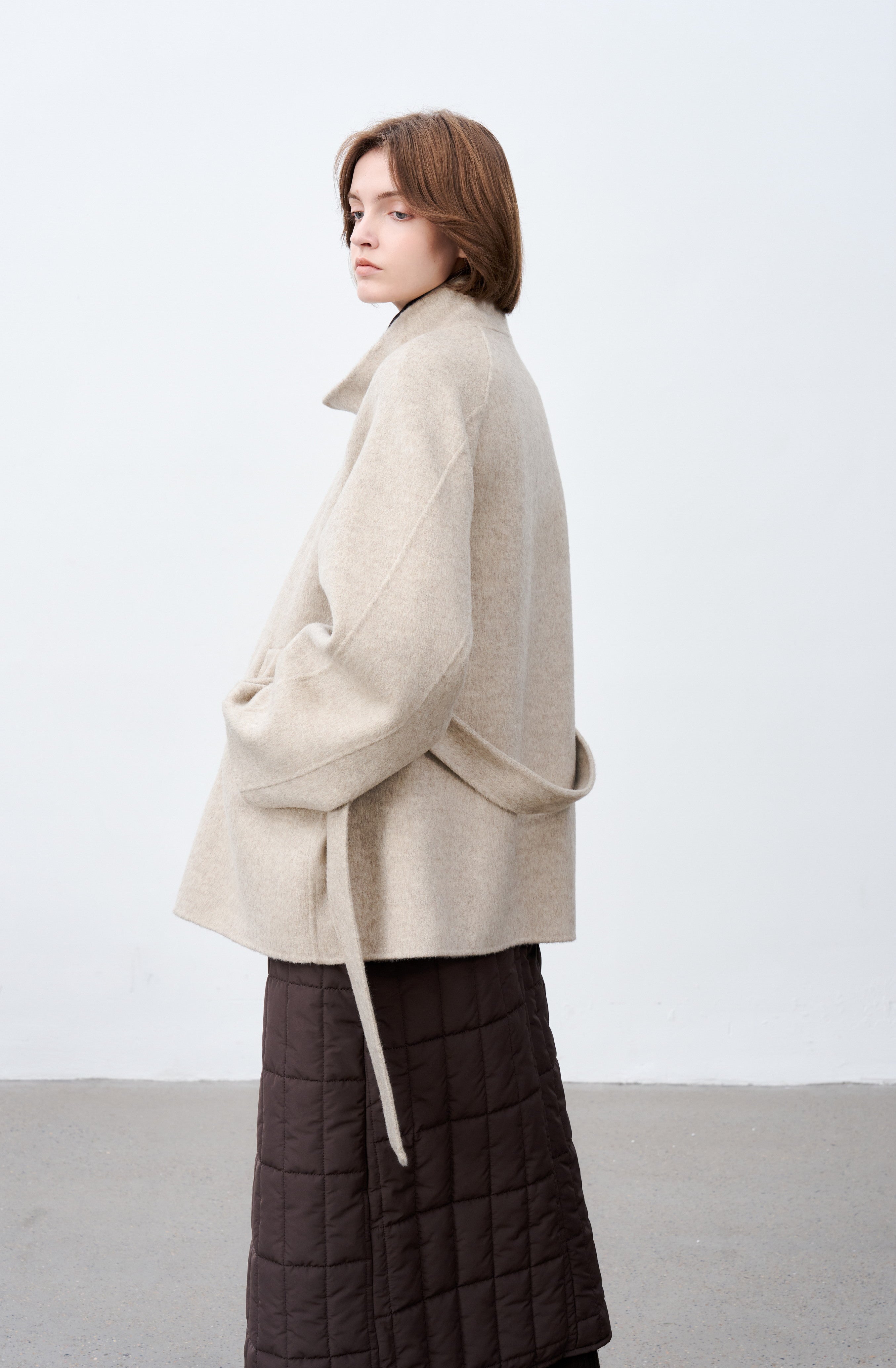 FEATHER WOOL MIDI COAT / Feather wool midi coat