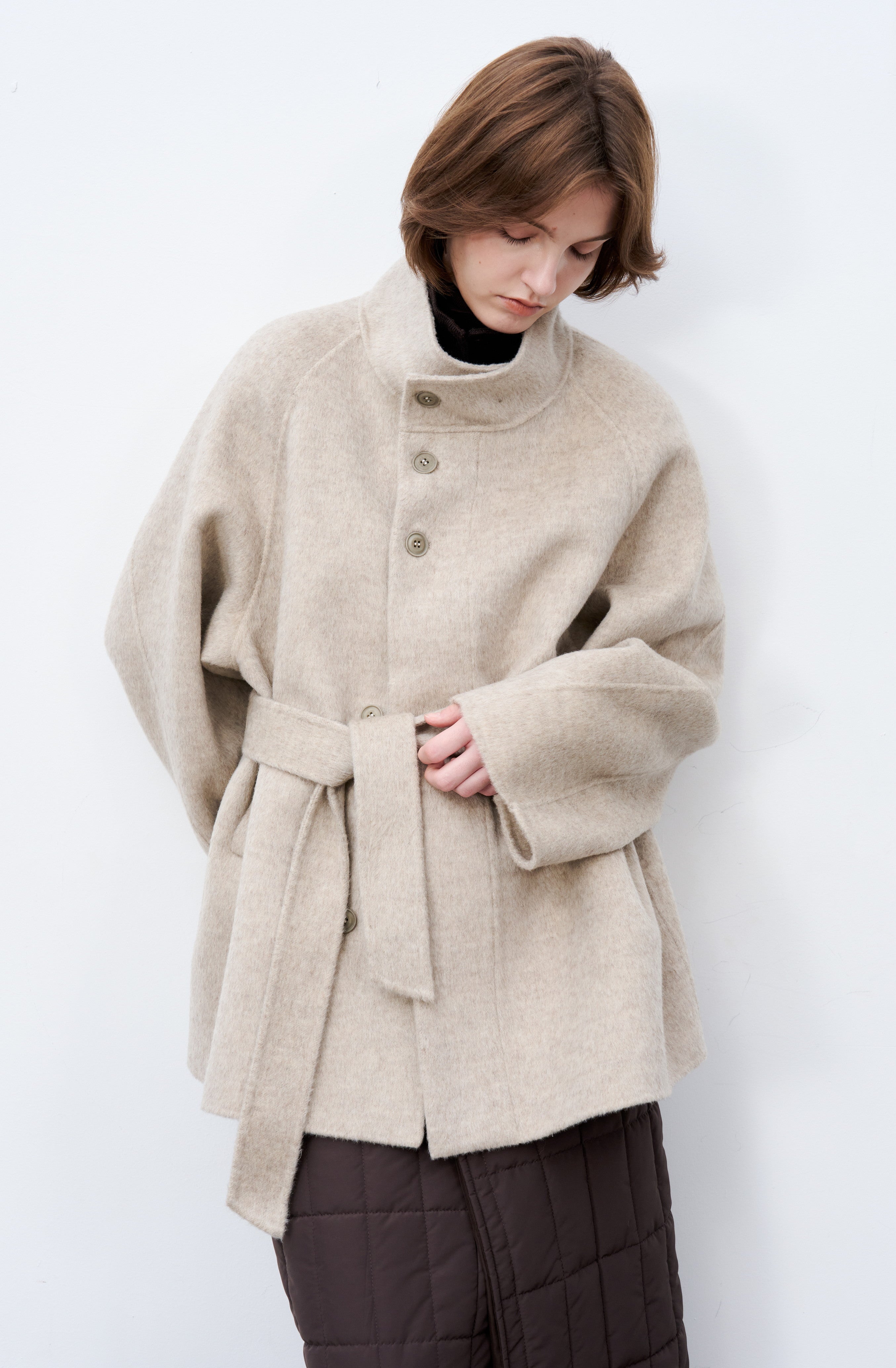 FEATHER WOOL MIDI COAT / Feather wool midi coat