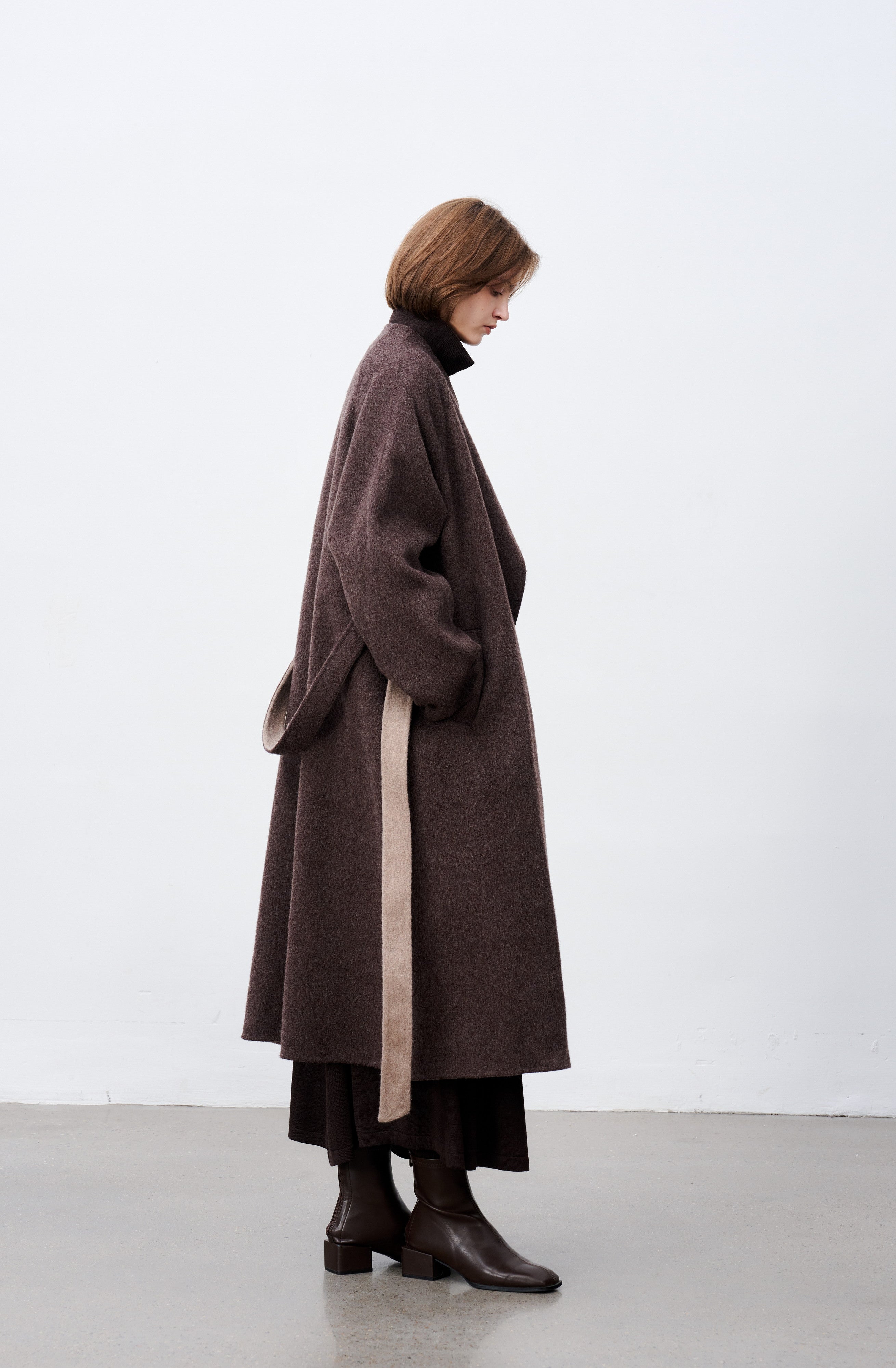 WRAP LAPEL WOOL COAT / ラップラペルウールコート