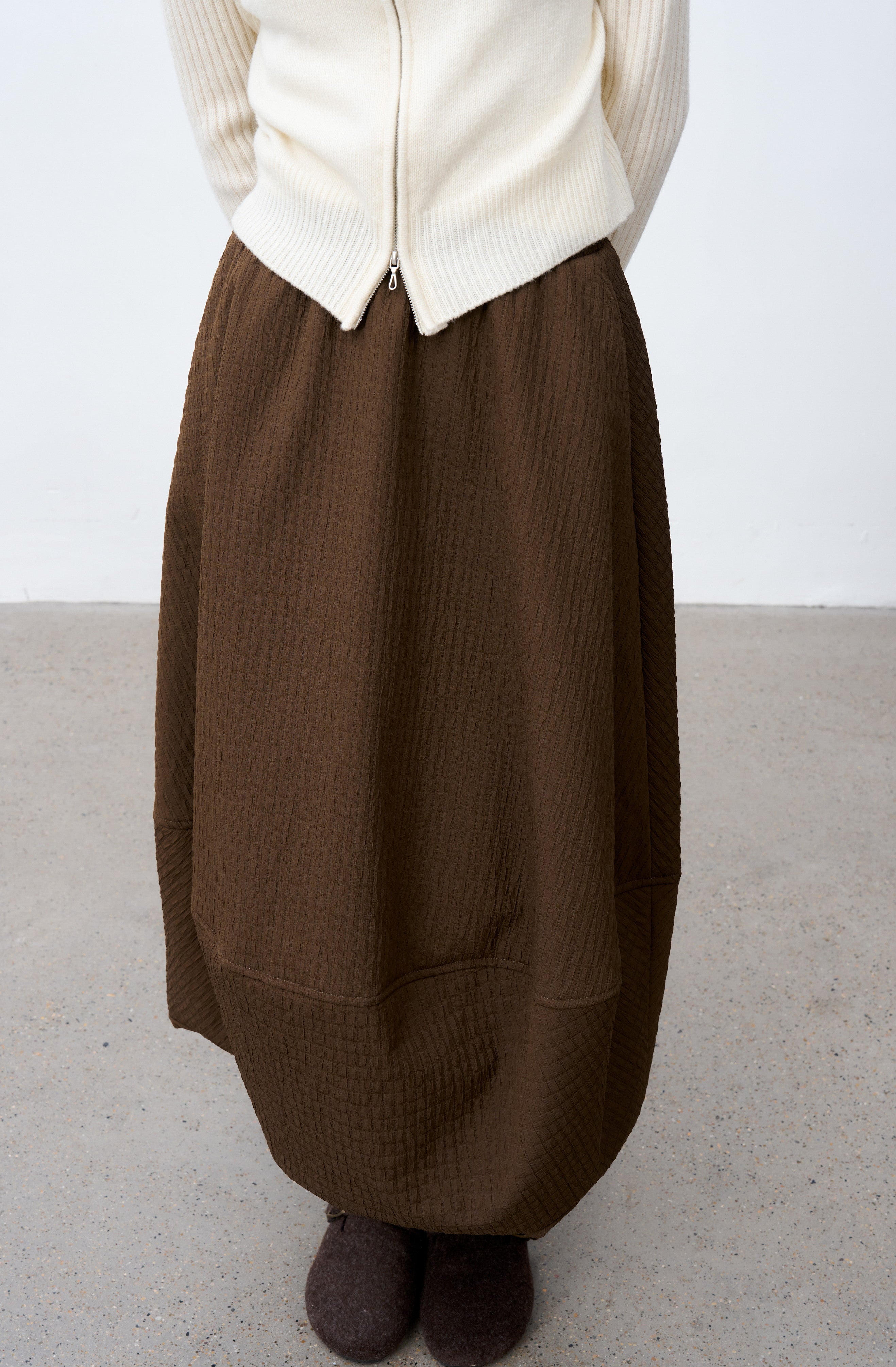 JACQUARD GRID BALLOON SKIRT