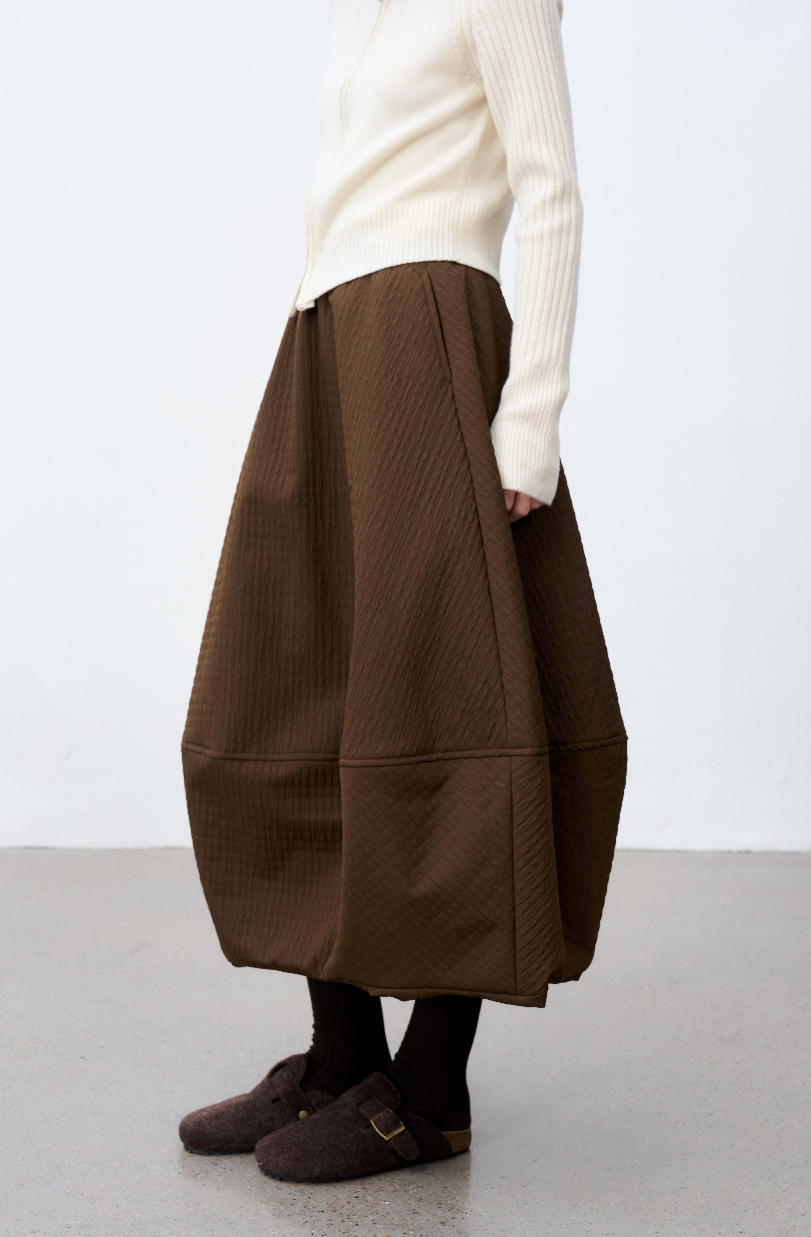 JACQUARD GRID BALLOON SKIRT