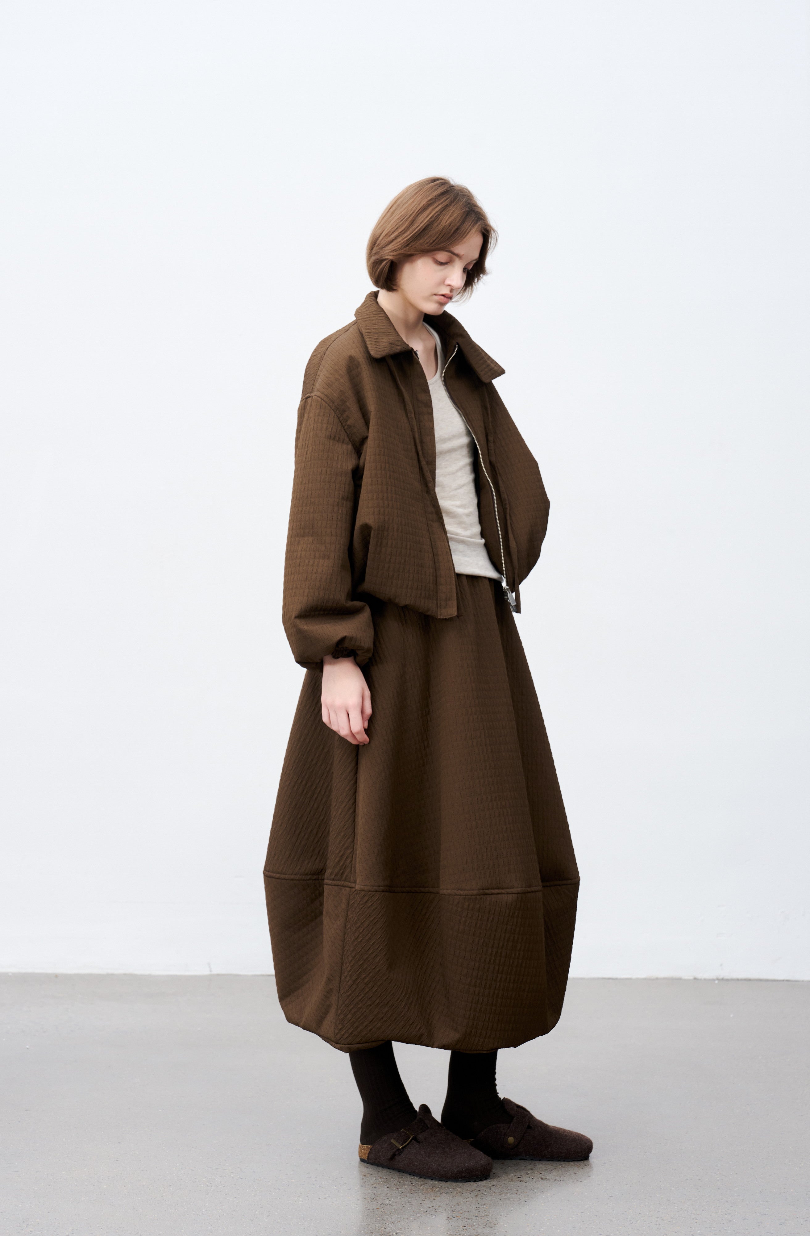 JACQUARD GRID BALLOON BLOUSON