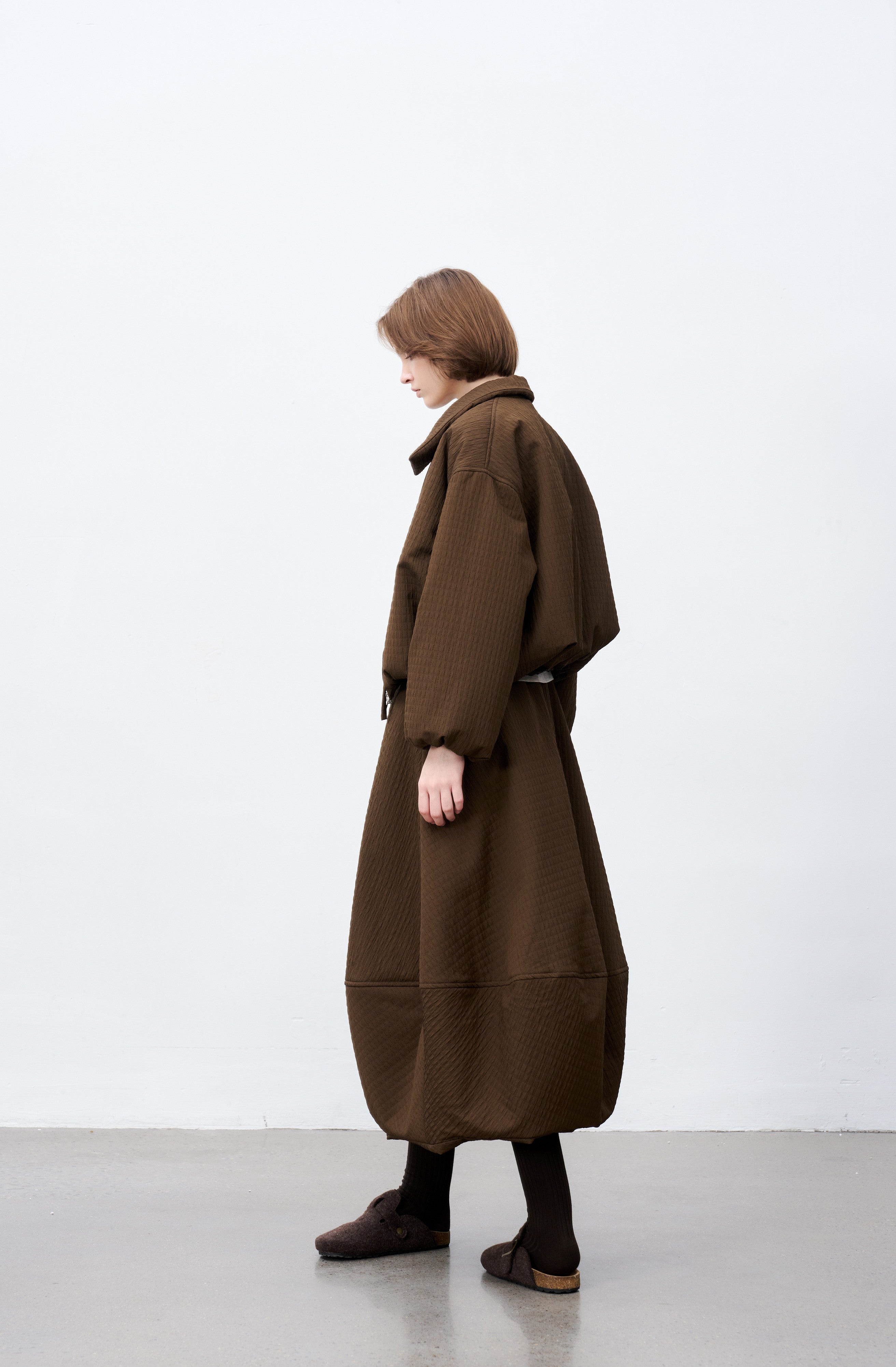 JACQUARD GRID BALLOON BLOUSON